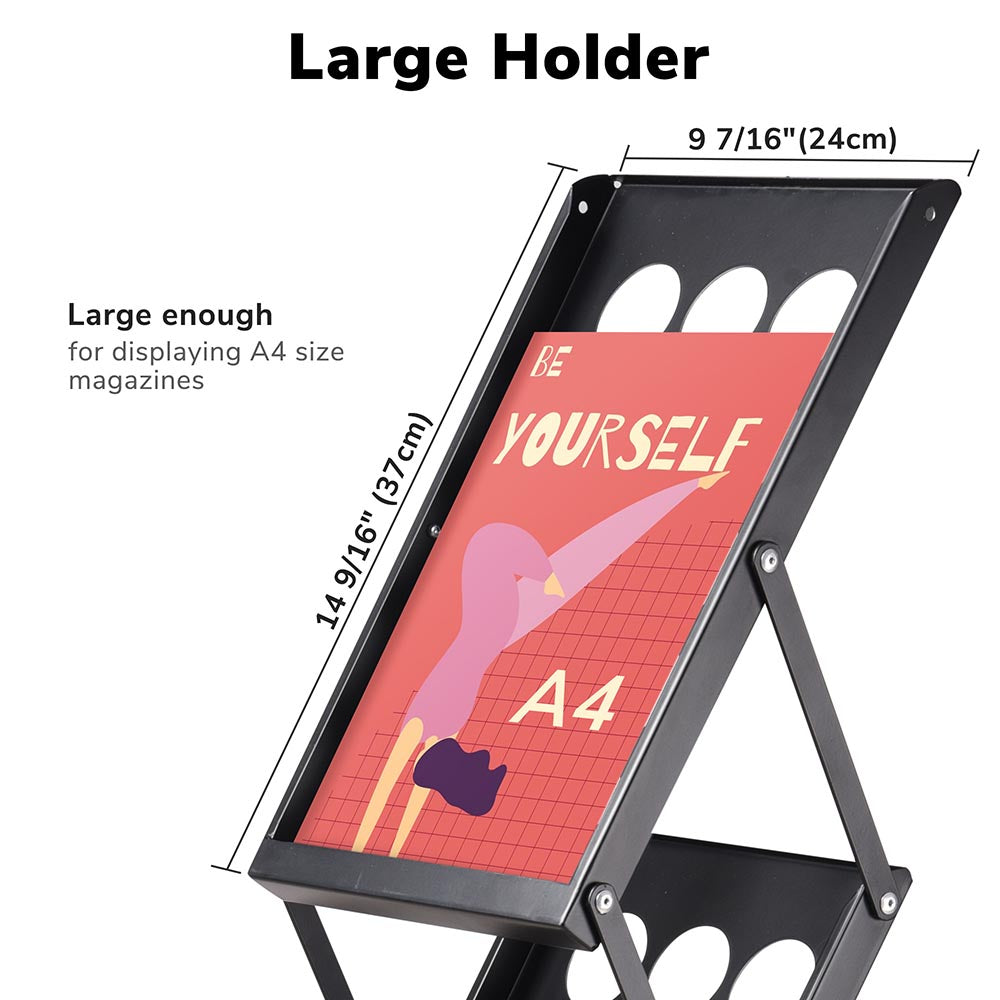 TheLAShop 4-Pocket Folding Literature Rack - Brochure Stand Display Holder for Stores, Offices & Events - Compact & Portable Document Organizer