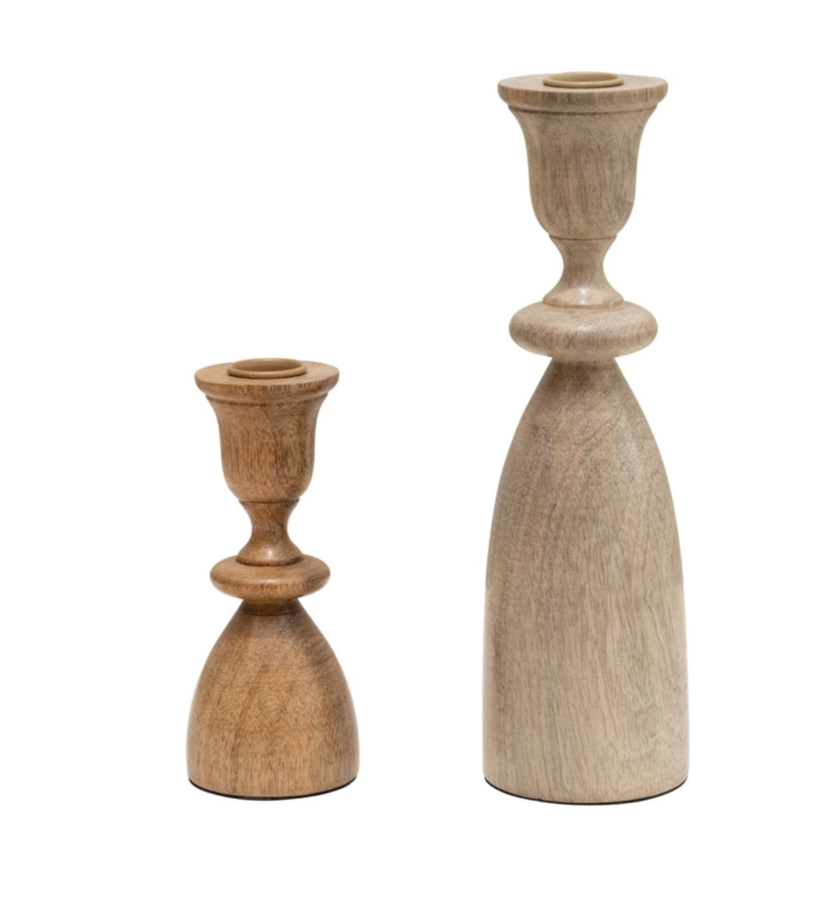 Handcrafted Mango Wood Taper Candle Holder Set - Natural Rustic Home Decor for Dining Table, Wedding Centerpiece & Boho Style Room Decor