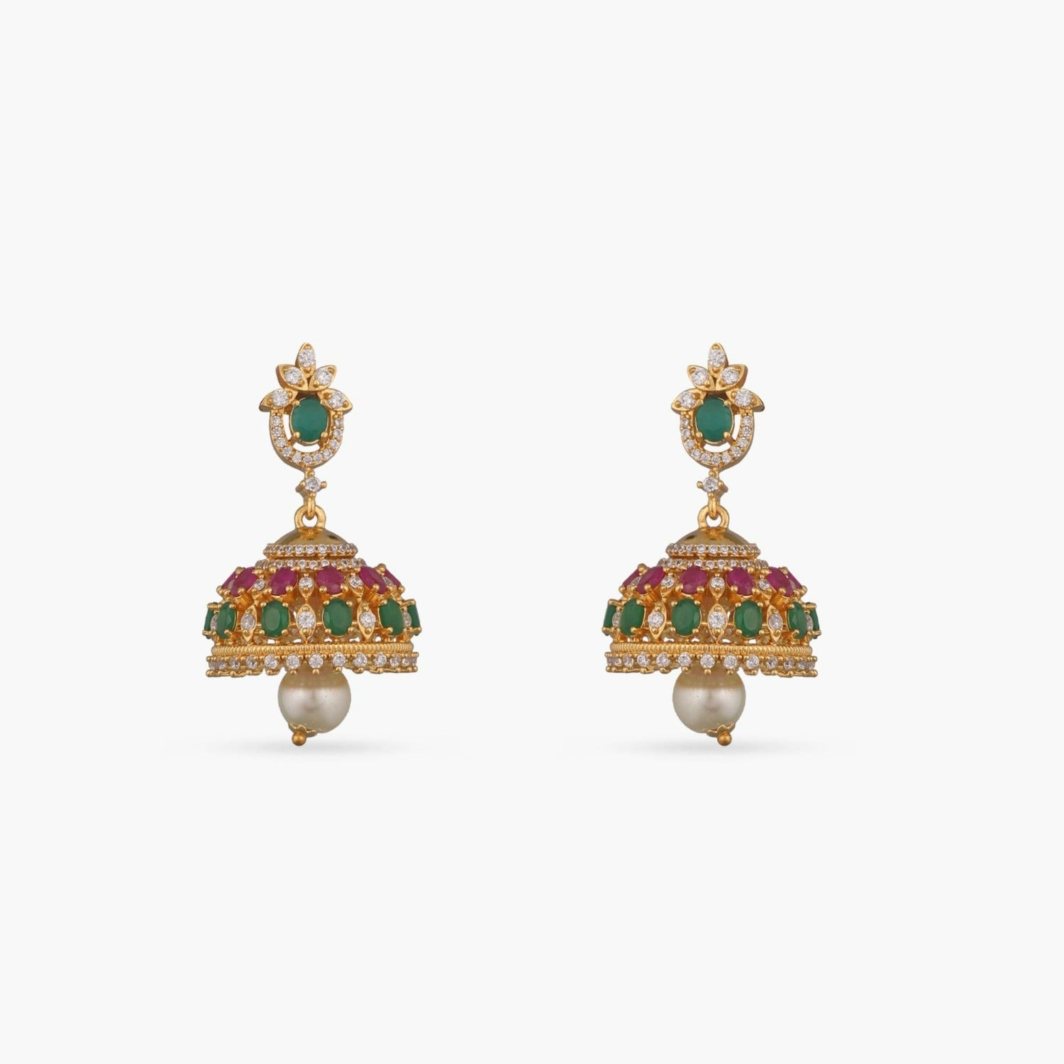Stylish Arsia Nakshatra CZ Jhumka Earrings for Women - Fashionable Indian Ethnic Jewelry - Perfect for Weddings, Parties & Festive Occasions