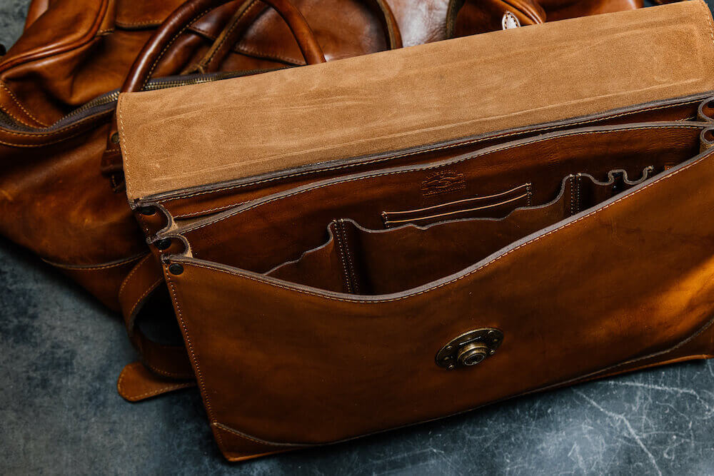 Premium Benjamin Leather Briefcase for Business Professionals - Genuine Leather Laptop Bag with Multiple Compartments - Perfect for Office, Travel & Executive Meetings