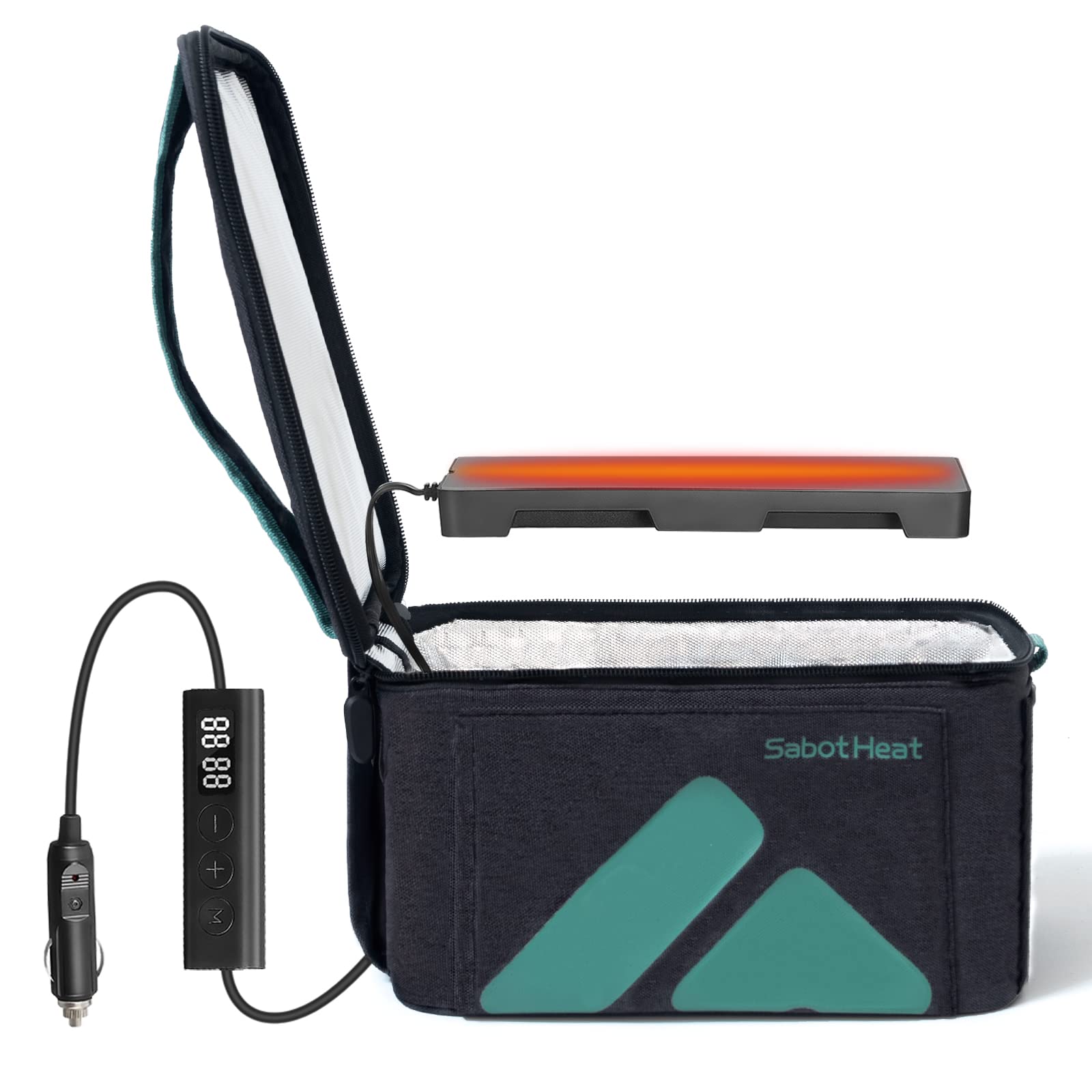 SabotHeat Smart Portable Oven for Car - 3 Adjustable Heat Levels & Timer, Fast Heating Food Warmer for Reheating & Cooking | Perfect for Work Lunch, Road Trips, Camping & Travel | Portable Lunch Box Warmer for Office, Car & Outdoor Adventures