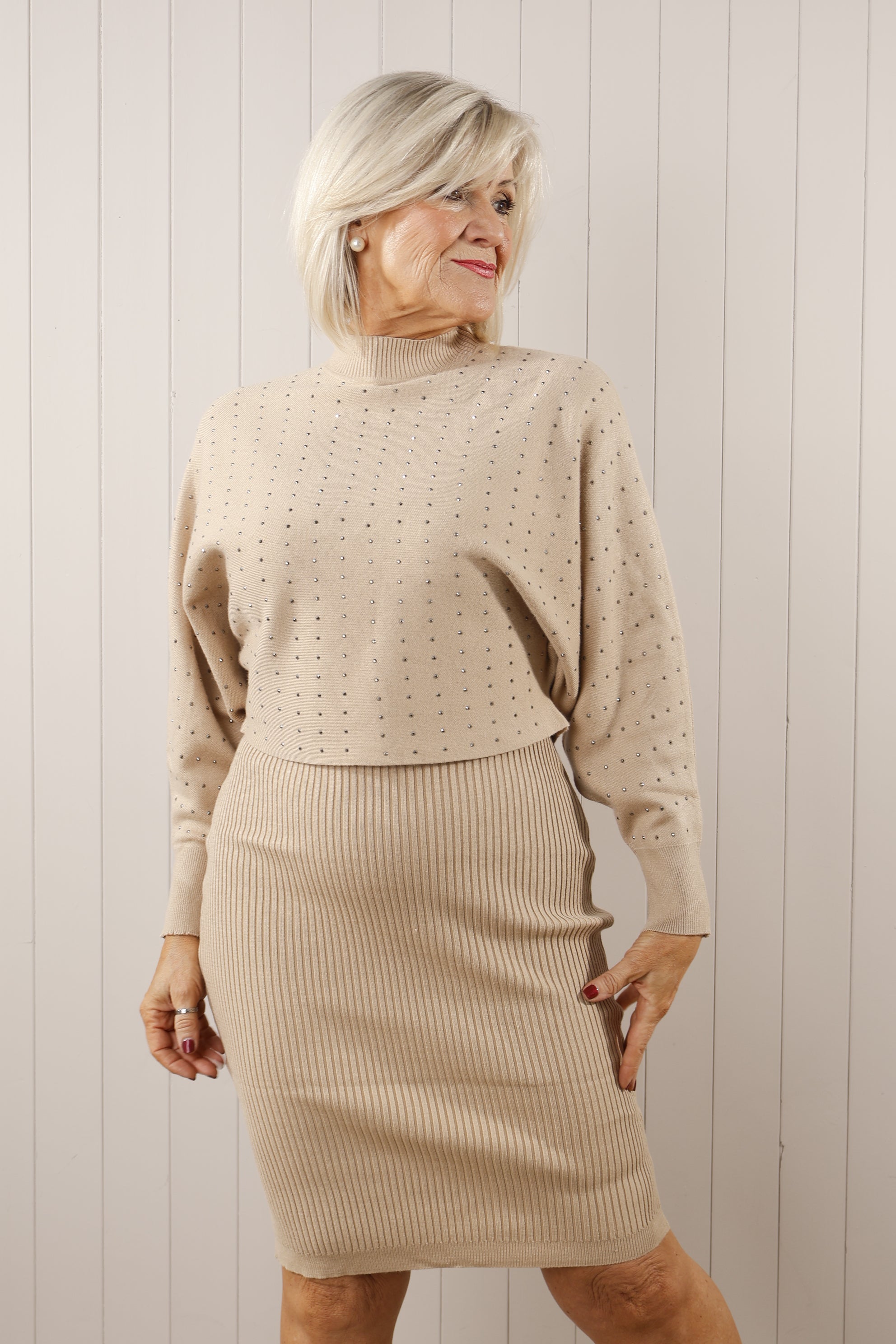 Elegant Jinni Two-Piece Dress in Camel Color - Perfect for Casual Outings, Parties, and Summer Vacations
