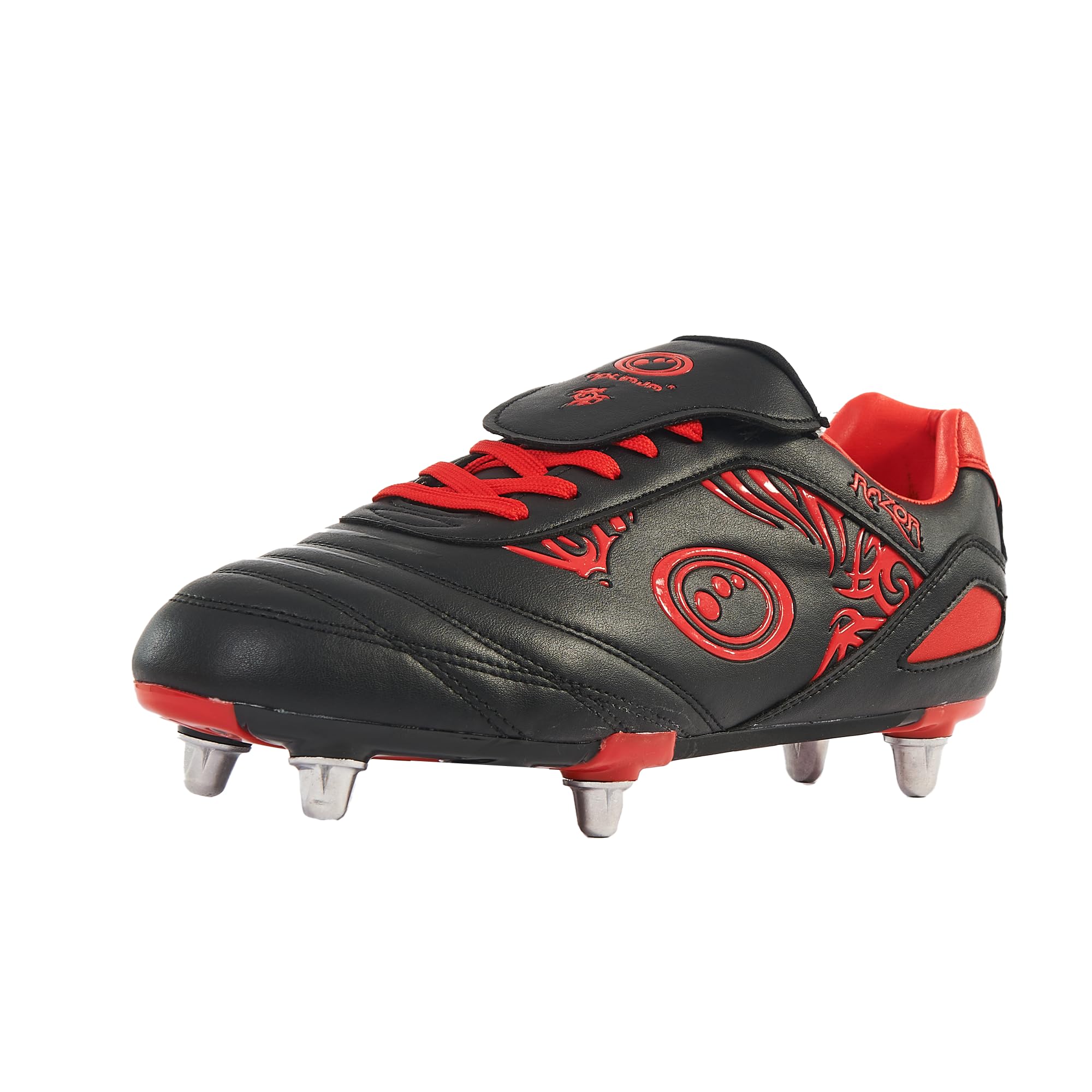 Kids Rugby Cleats - Black/Red Soccer Football Boots for Boys & Girls | Lightweight & Durable for Field Sports & Training