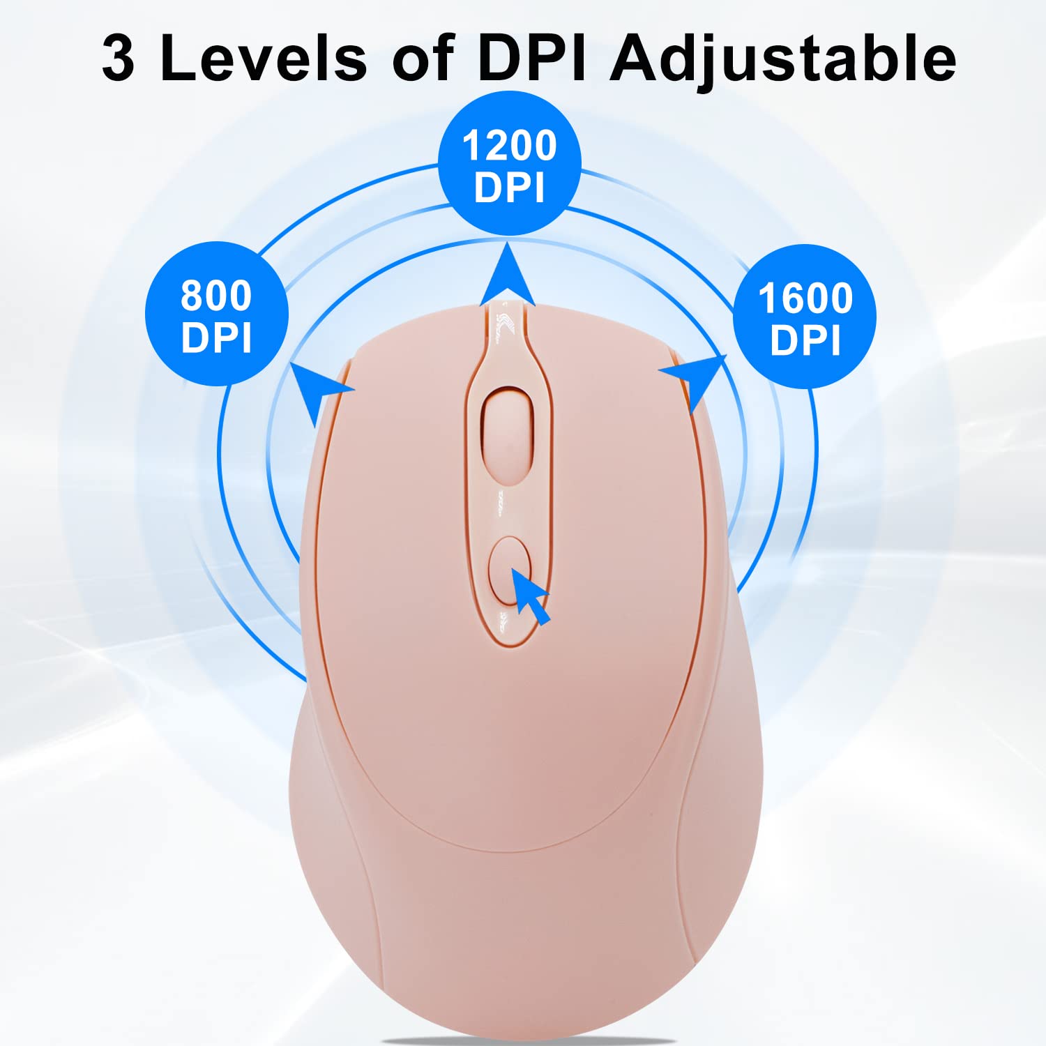 Wireless Bluetooth Mouse Rechargeable, Silent Click Slim Portable Mouse for Laptop iPad MacBook Pro Air Surface Pro PC Lenovo Samsung Tablet - Perfect for Office Work Travel Home Use (Pink)