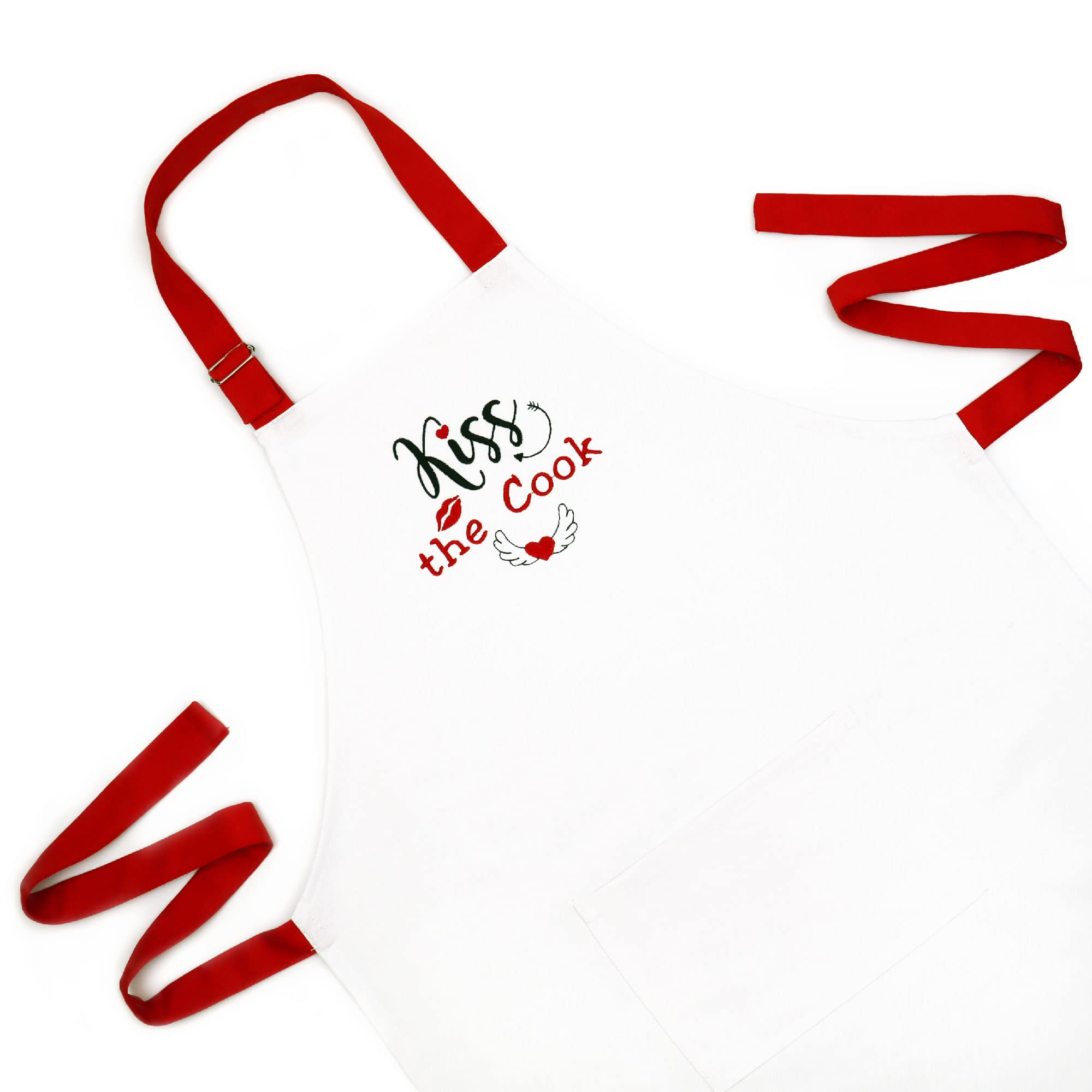 Kids Chef Apron with Bunny Embroidery - Easter Gift for Baking & Cooking (Ages 7-12, 'Kiss the Cook') - Perfect for Holiday Baking, Cooking Classes & Family Kitchen Activities