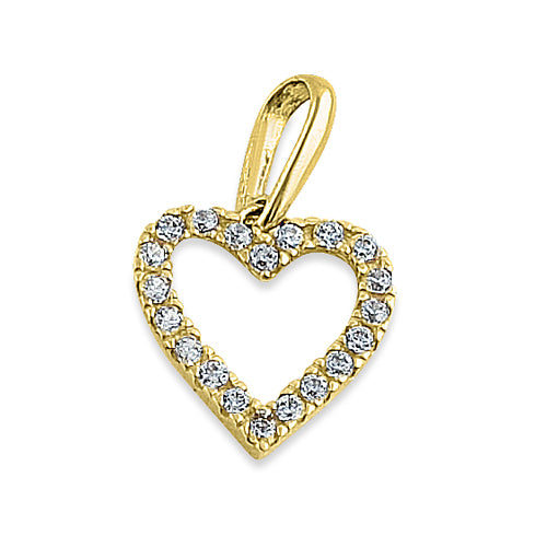 14K Solid Yellow Gold Heart-Shaped CZ Pendant Necklace - Elegant Round Cubic Zirconia Jewelry for Women, Perfect for Valentine's Day Gifts, Anniversaries & Everyday Wear