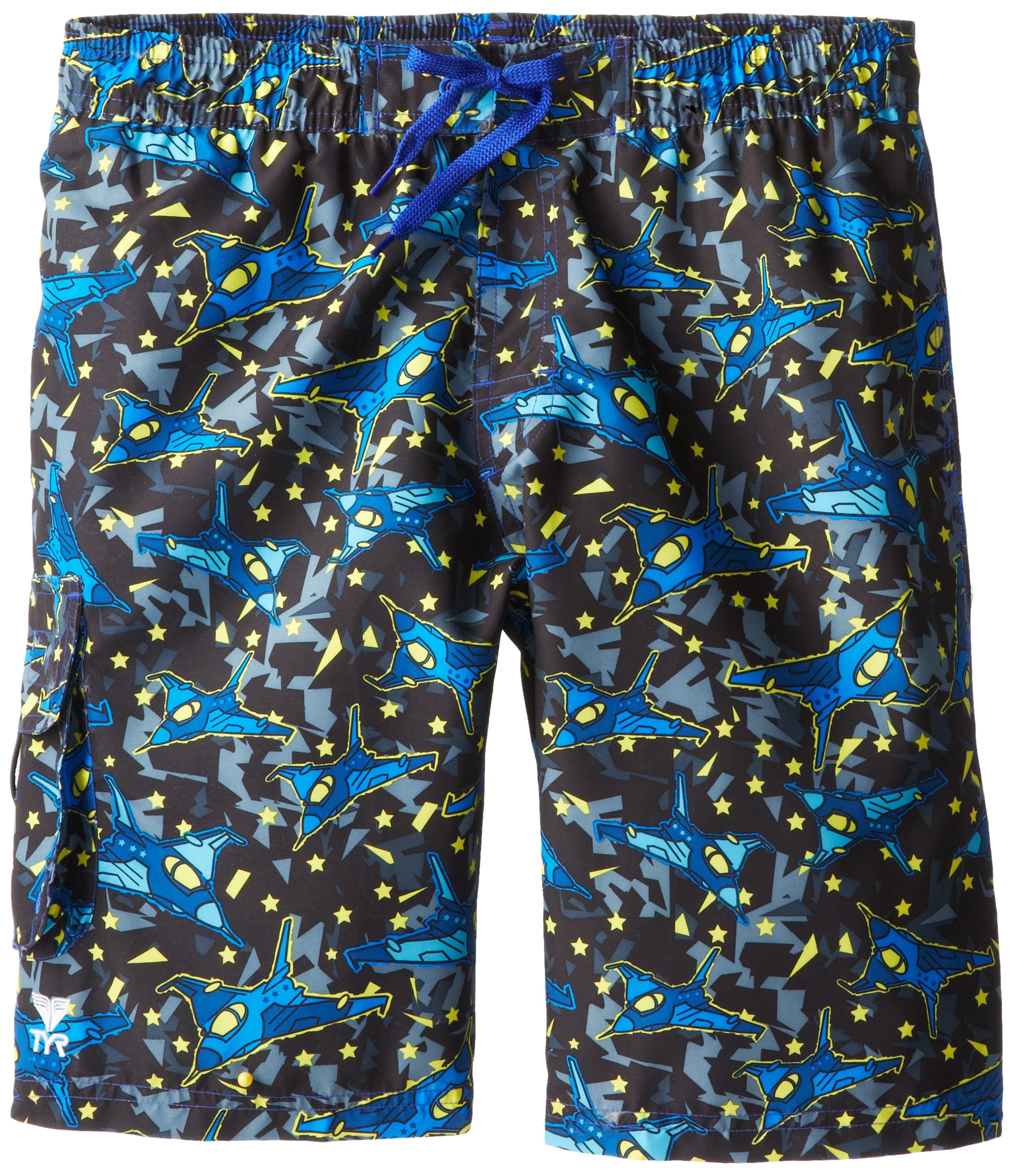 TYR Boys Nightflight Challenger Swim Trunks for Kids - Quick Dry Swimwear for Boys - Perfect for Swimming Lessons, Beach & Pool Activities