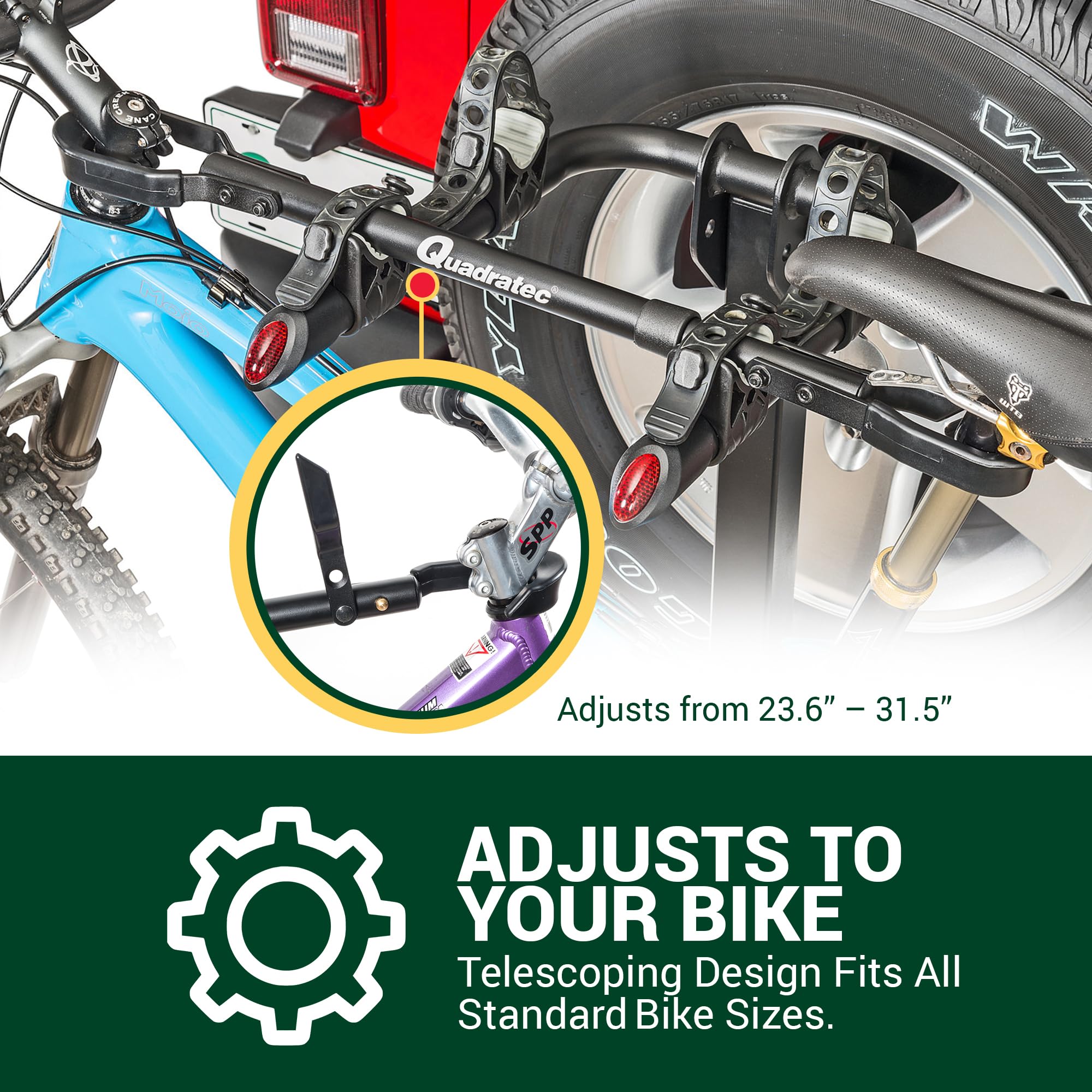 Quadratec Adjustable Bike Bar Adapter for Bike Rack - Fits 23.5