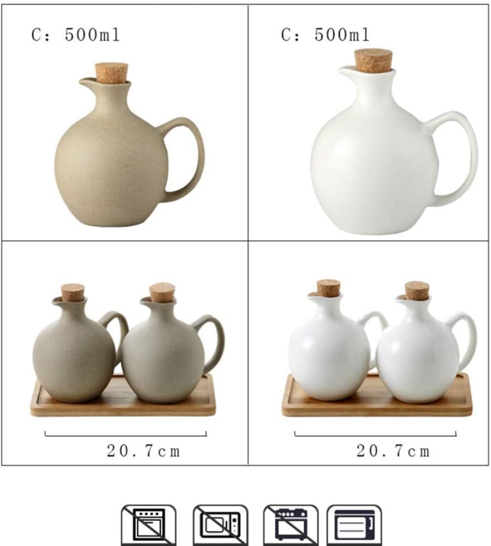 Qiuqiu Home 500ML Ceramic Oil Cruet - Kitchen Oil Dispenser Bottle for Olive Oil, Soy Sauce & Vinegar - Perfect for Cooking, Salad Dressing & Baking