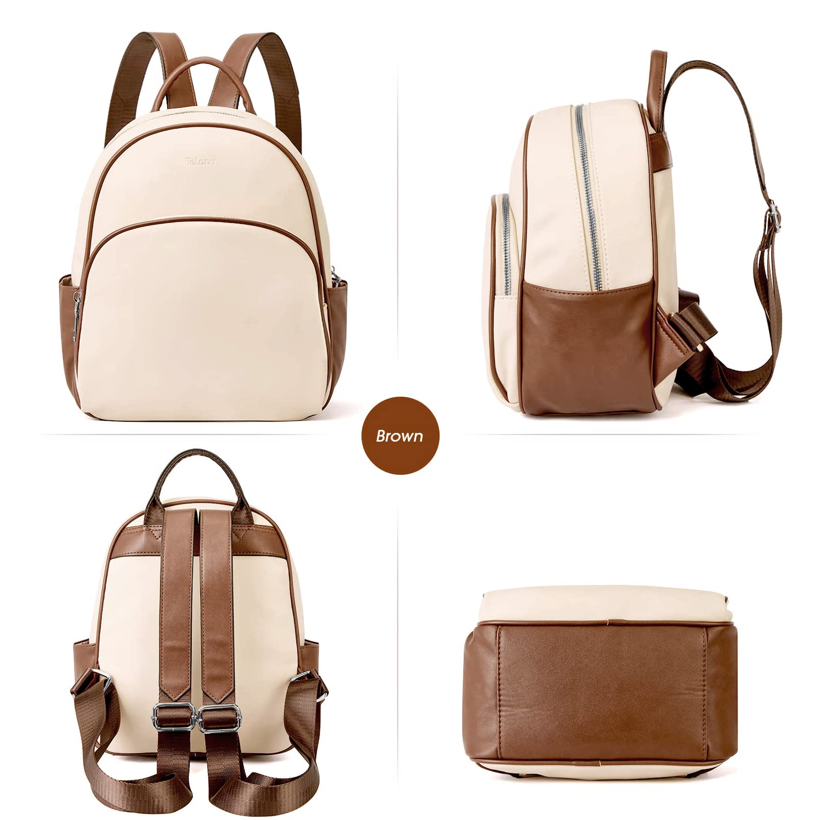 Telena Small Leather Backpack Purse for Women & Girls - Cute Mini Shoulder Bag for Travel, School & Daily Use | Durable & Stylish Crossbody Backpack for Work, Shopping & Weekend Outings