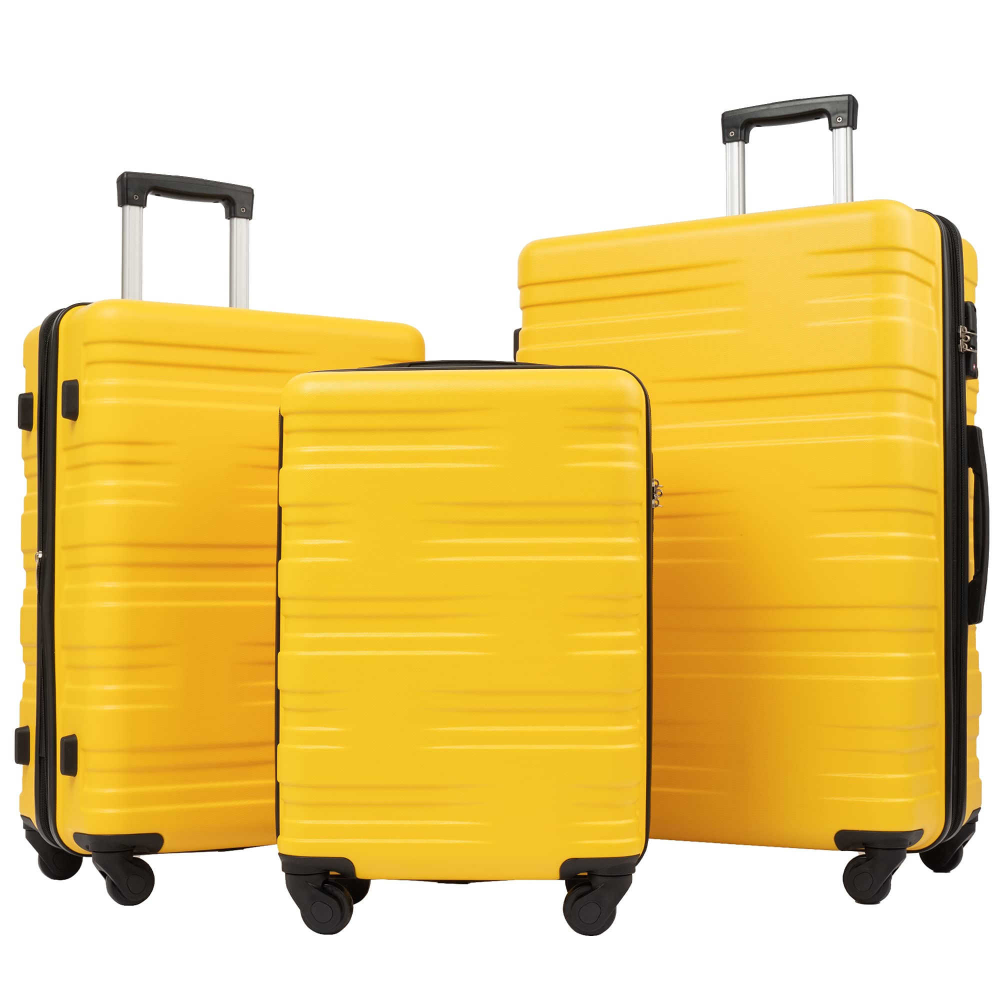 3-Piece Hardside Spinner Luggage Set with TSA Lock - Expandable Lightweight ABS Carry-On Suitcase (20in, 24in, 28in) for Women, Men & Kids - Perfect for Air Travel, Family Vacations & Business Trips