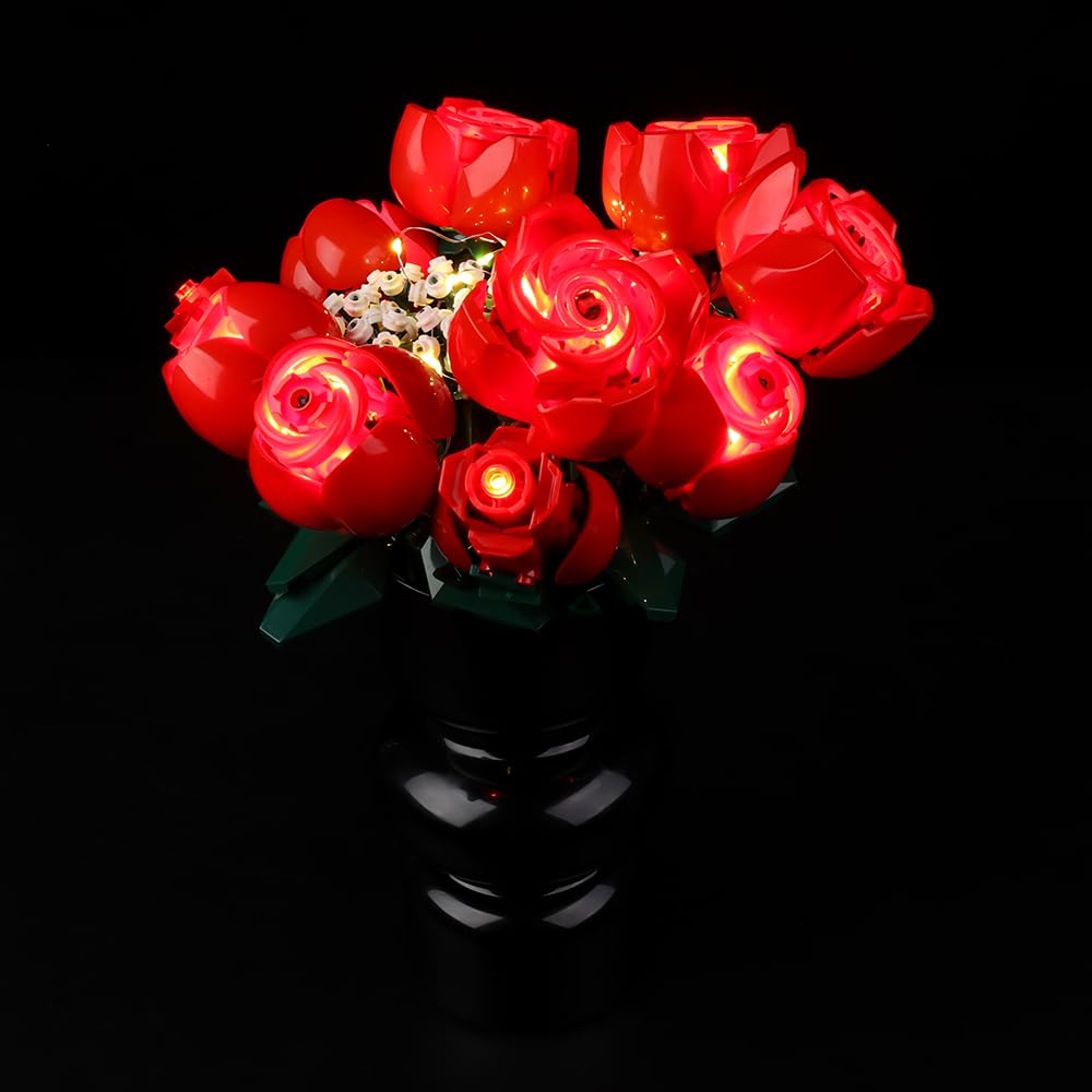 Kyglaring LED Lighting Kit for Lego Icon Roses Bouquet 10328 - DIY Flower Bouquet Light Set for Lego Building Blocks, Valentine's Day Gift (No Model Included, RC Version) - Perfect for Home Decoration, Romantic Gifts & Lego Enthusiasts