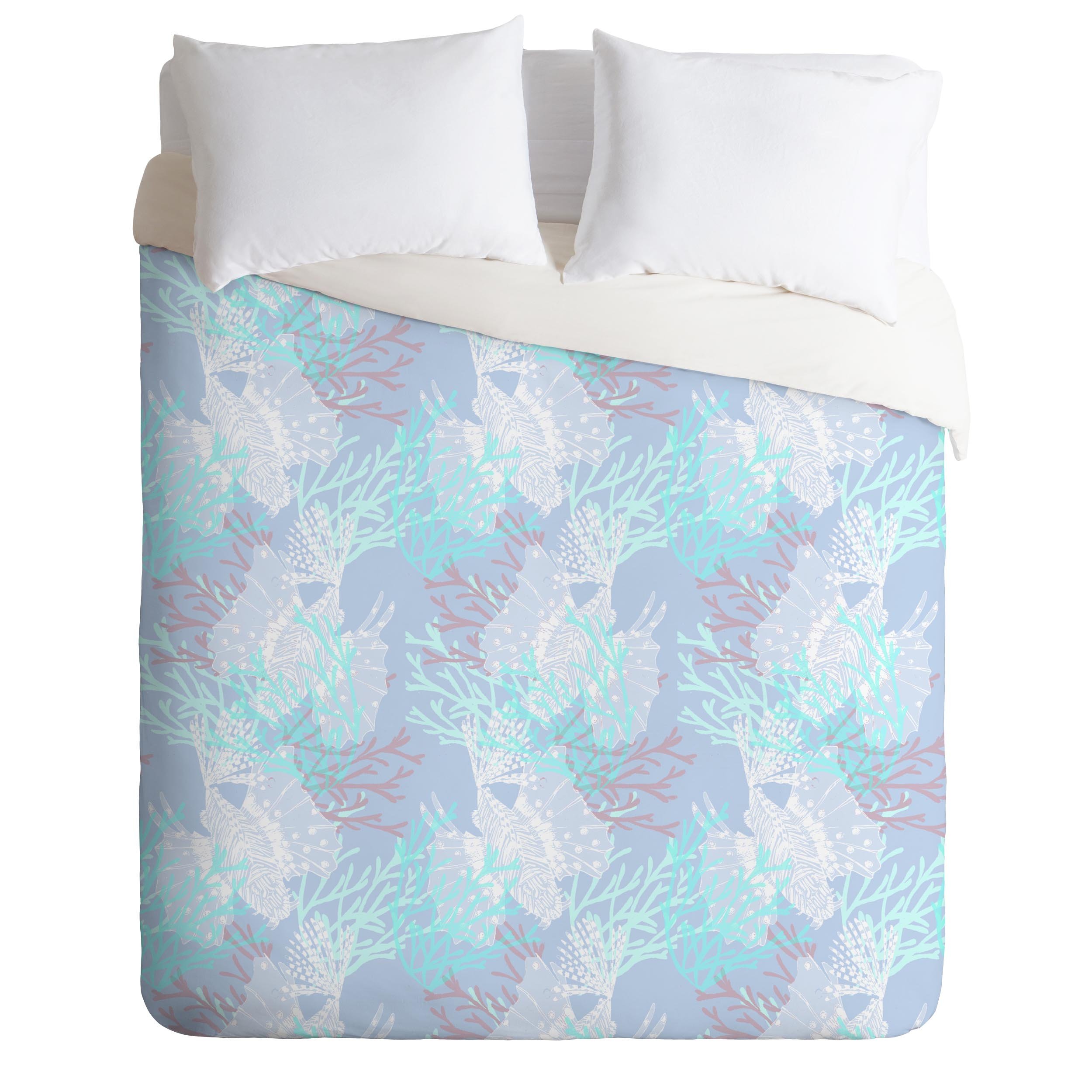 Deny Designs Aimee St Hill Tiger Fish Blue Duvet Cover King Size - Vibrant Tropical Fish Pattern Bedding Set for Coastal & Boho Bedroom Decor