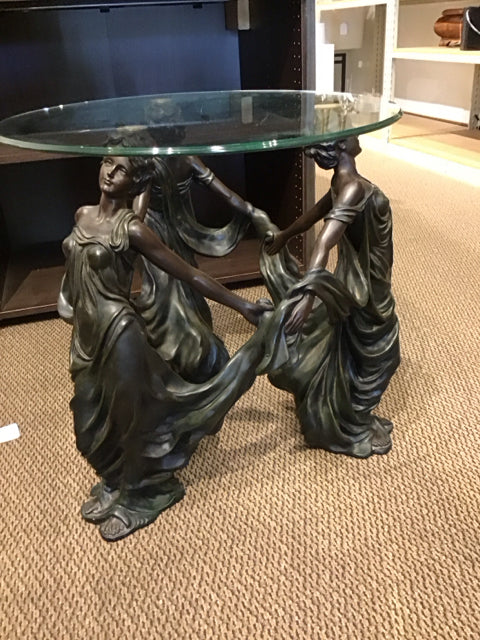 23x24 Inches The Three Graces Decorative Accent Table - Elegant Side Table for Living Room, Bedroom, or Entryway Decor