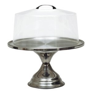 Premium Stainless Steel Cake Stand with Clear Acrylic Lid - Elegant Display for Cakes, Pies, Pastries & Desserts - Perfect for Weddings, Birthday Parties & Bakery Showcases