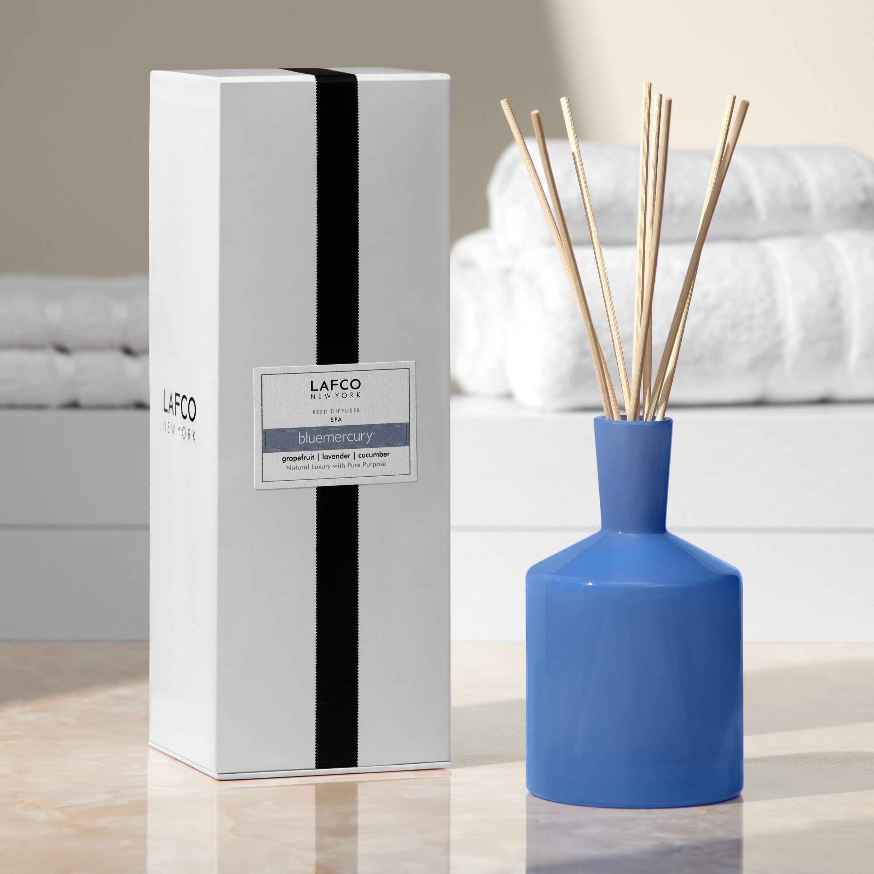 Bluemercury Spa Classic Reed Diffuser - Aromatherapy Essential Oil Diffuser for Home, Office & Relaxation | Creates Calming Ambiance for Bedroom, Bathroom & Living Spaces