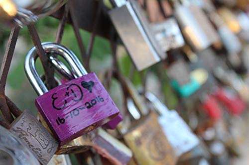 Romantic Love Bridge Lock Couple Link Heart Metal Padlock - 20x30 Inch Laminated Poster with Vibrant Colors & HD Print - Perfect for Bedroom, Wedding Decor & Anniversary Gifts - Fits Standard Picture Frames