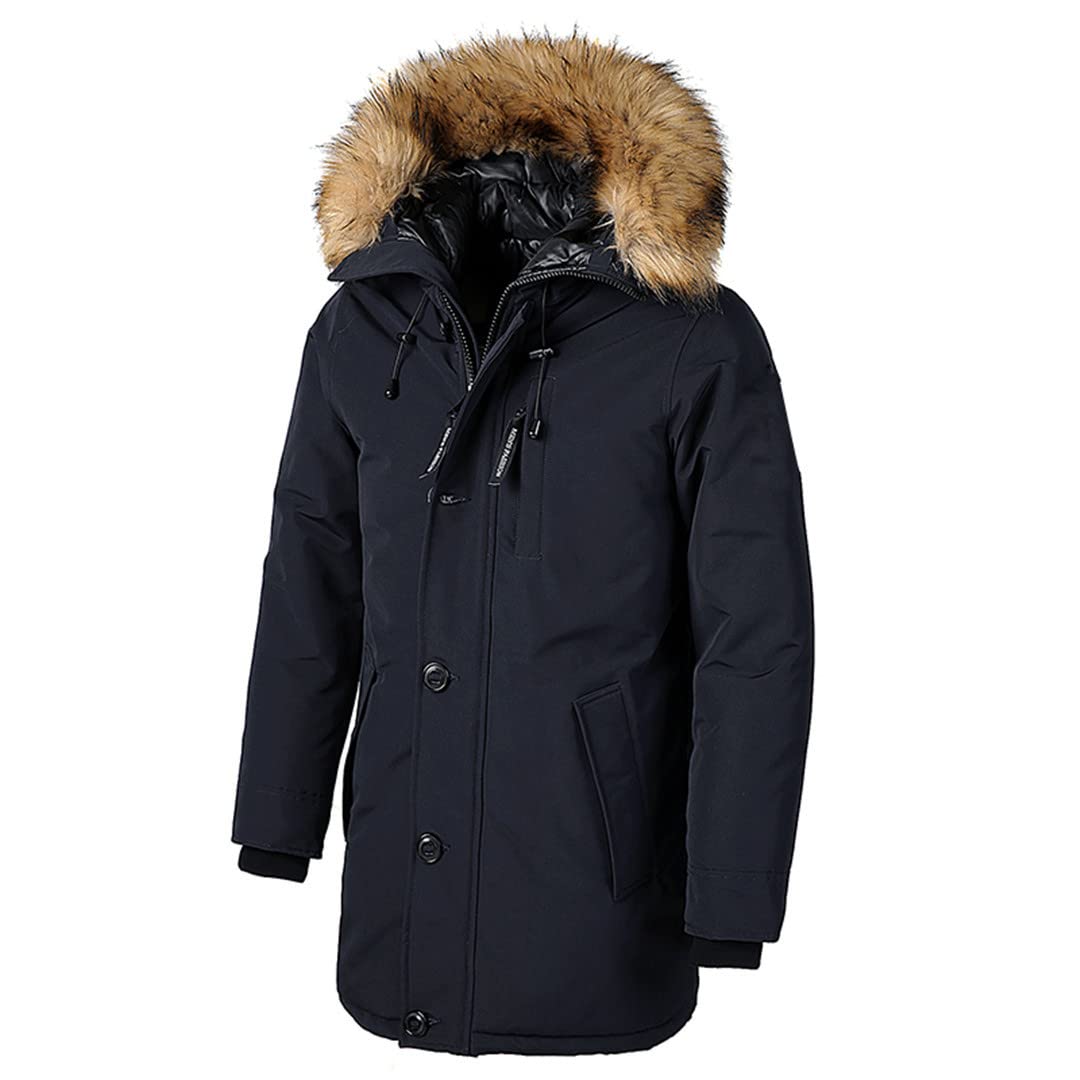 Pohullan Men's Winter Casual Long Thick Parka Jacket - Warm Hooded Coat with Pockets for Outdoor Activities | Snow, Hiking & Daily Wear