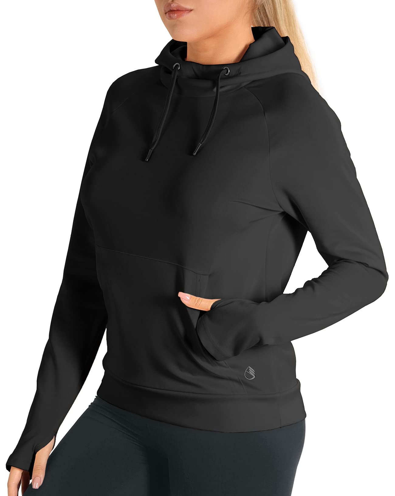 Icyzone Women's Workout Hoodie - Athletic Running Pullover Long Sleeve Shirt with Pocket & Thumb Holes | Gym, Jogging & Outdoor Activities