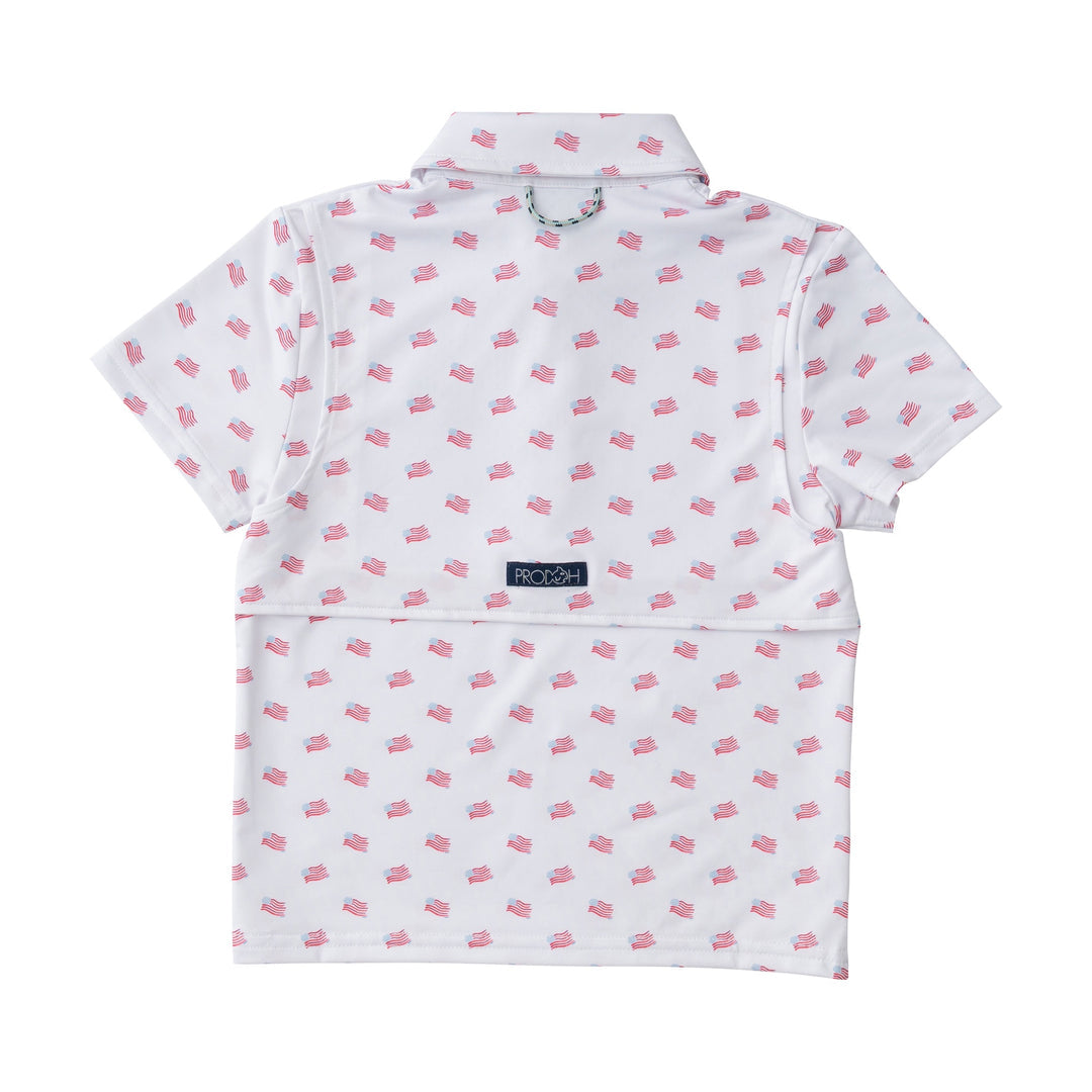 Men's Short Sleeve Performance Polo Shirt - Moisture Wicking, Breathable & Quick Dry with Patriotic American Flag Print | Perfect for Golf, Work & Casual Wear