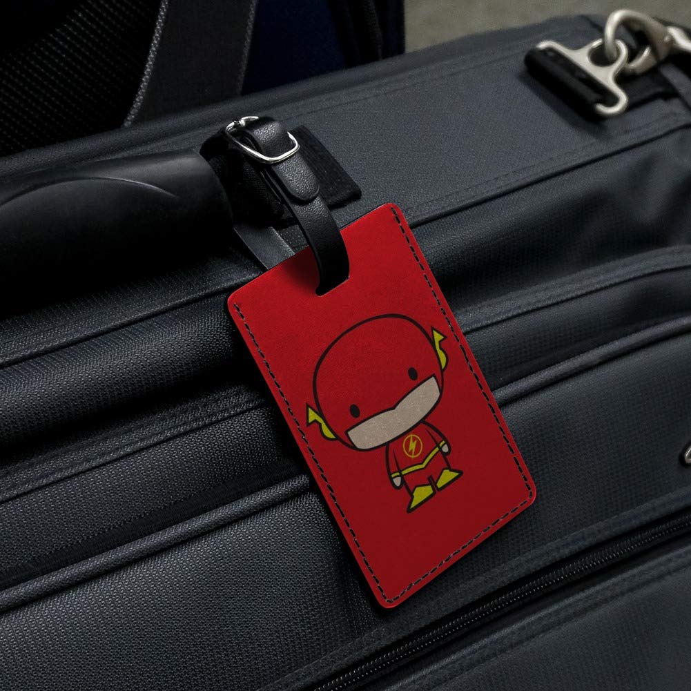 Cute Chibi Character Rectangle Leather Luggage Tag - Durable Carry-On ID Tag for Suitcases, Backpacks & Travel Bags - Perfect for Travel, Business Trips & Vacation Identification