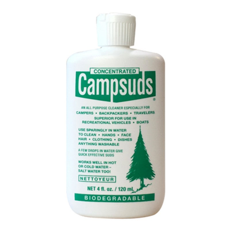 Campsuds All-Purpose Biodegradable Soap - 4oz (120ml) for Camping, Hiking, Dishes & Outdoor Gear - Eco-Friendly & Concentrated