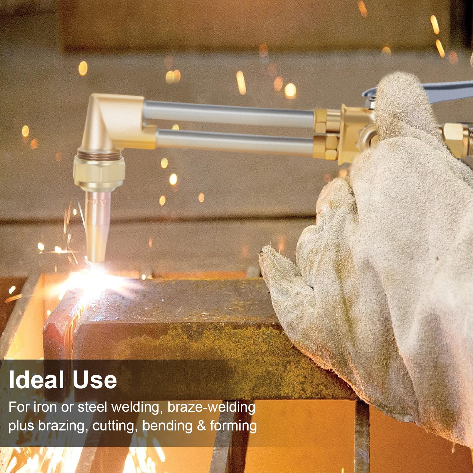 Oxy Acetylene Torch Kit - Professional Portable Oxyacetylene Welding & Cutting Torch Set with Pressure Gauge, Brass Nozzle & Pipe (Gas Cylinder Not Included) - Ideal for Metal Fabrication, HVAC Repair & DIY Welding Projects