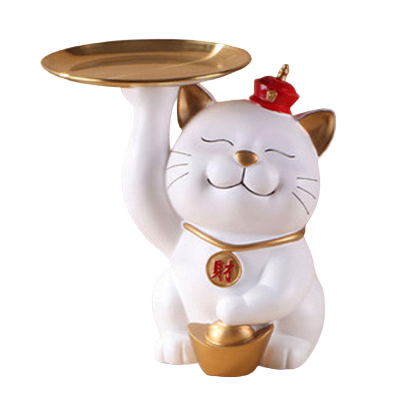 Gazechimp Lucky Cat Statue - Feng Shui Money Cat for Wealth & Prosperity | Elegant Jewelry & Watch Storage Desk Sculpture | Home & Office Decor | Perfect Gift for Good Luck | Use in Living Room, Workspace, or Feng Shui Wealth Corner | Ideal for Home Decor, Office Setup, Gift Giving & Feng Shui Enhancements | Great for Desk Organization, Feng Shui Home Arrangement & Positive Energy Boost