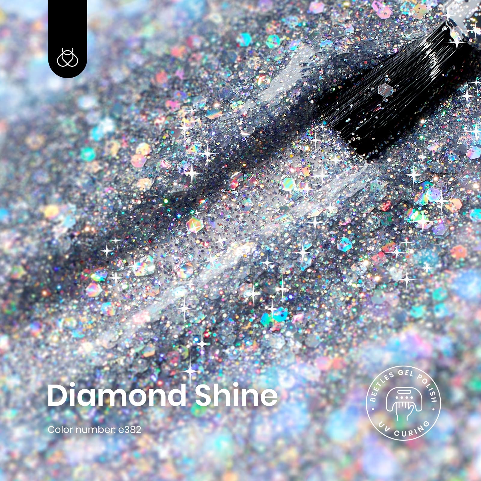 Beetles Glitter Gel Nail Polish - 15ml Silver Chrome UV LED Soak Off Gel with Diamond Shine | Long Lasting Highly Shiny Nail Art Polish | Perfect for Manicures, Pedicures, Nail Extensions & Gift for Women