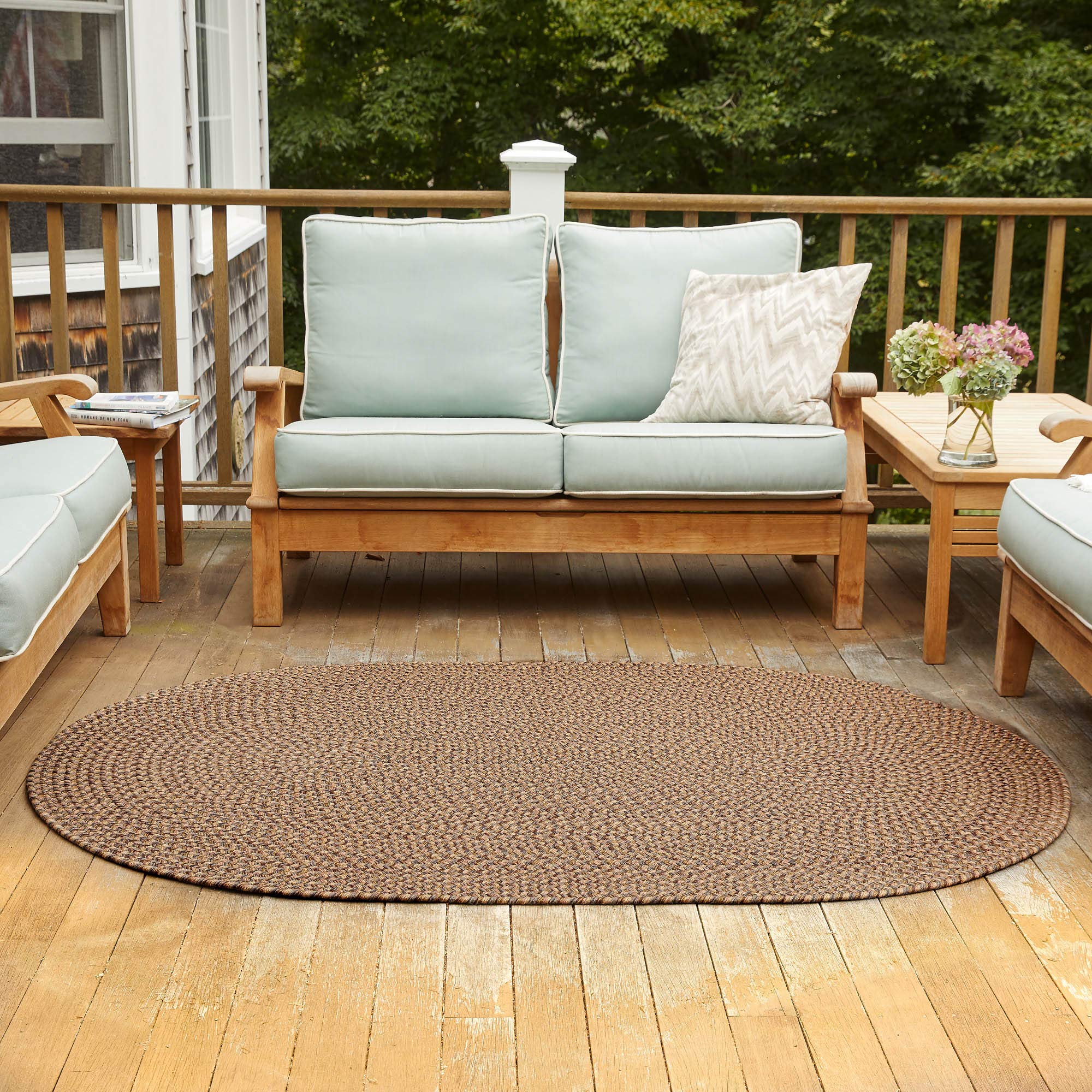 Sanibel Braided Area Rug 3' x 5' Oval - Classic American Made Indoor/Outdoor Rug in Brown | Perfect for Living Room, Bedroom, Patio & Deck Decor