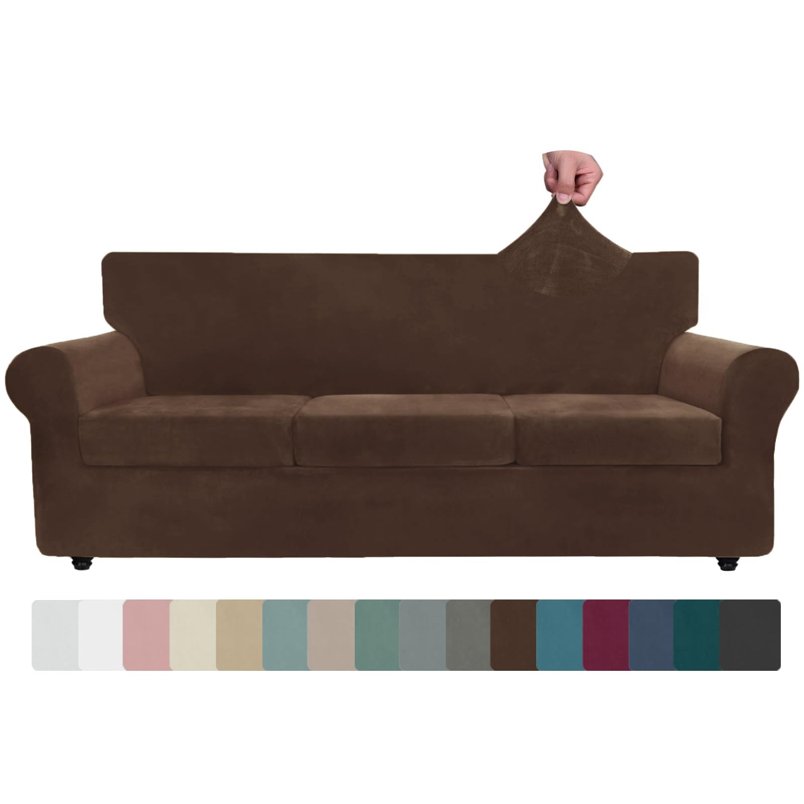 ZNSAYOTX Oversized Velvet Sofa Cover 4-Piece Set (92