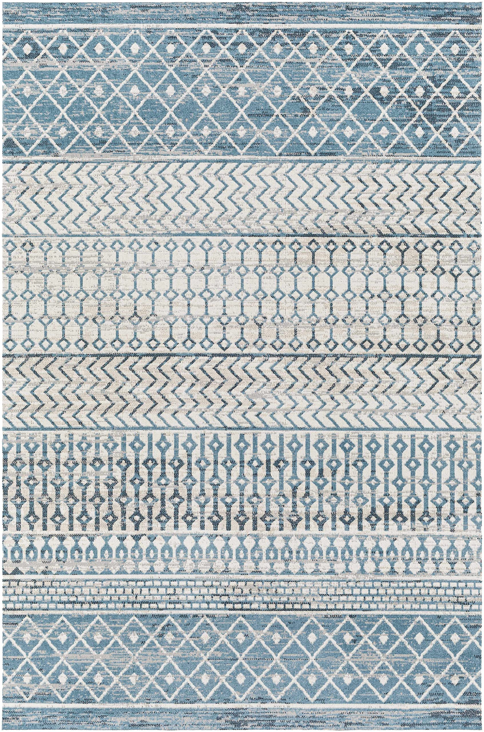 Hauteloom Pinamopoan Machine Washable Area Rug for Living Room & Bedroom - Black, Blue, Gray - 6'7