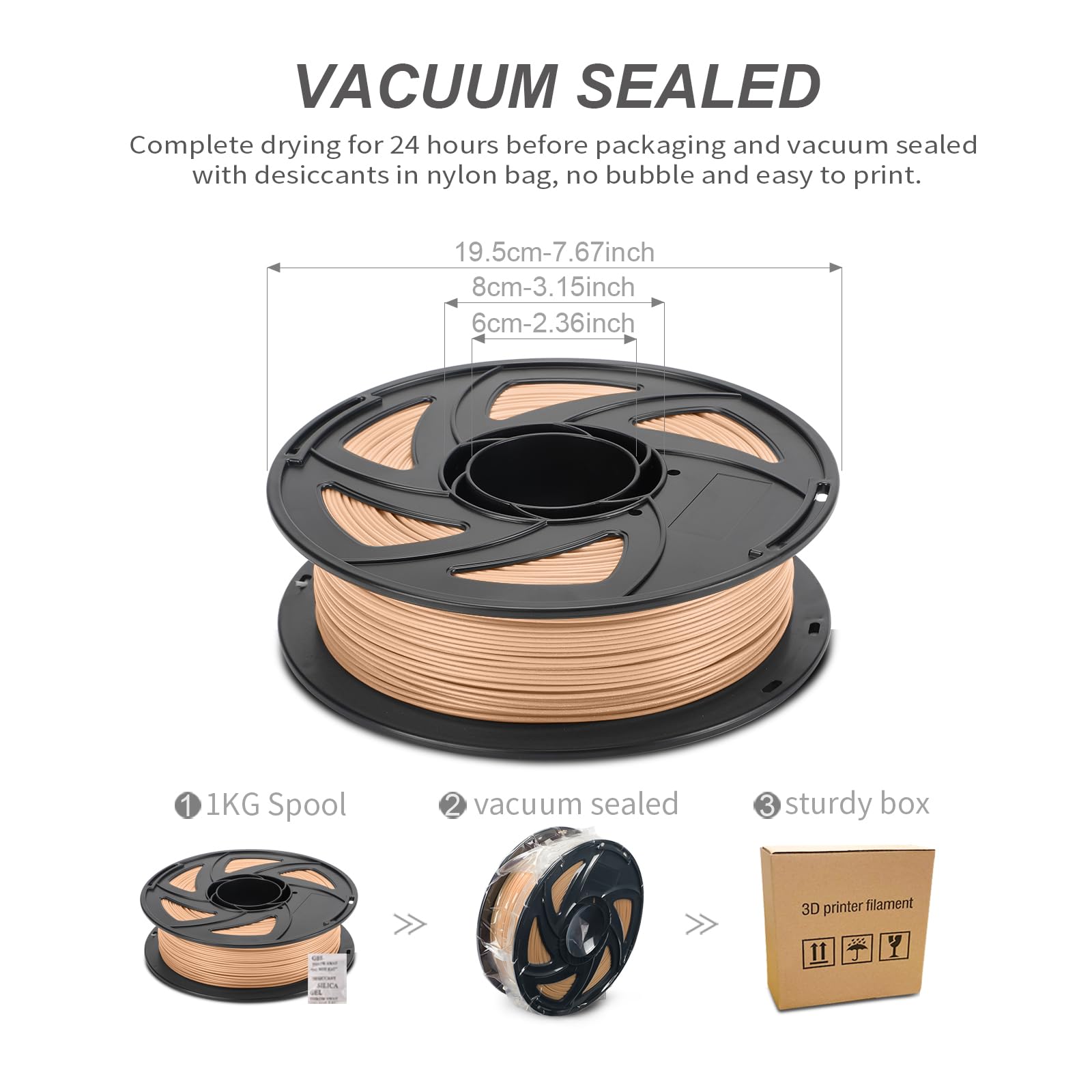 Premium 1.75mm Tan PETG 3D Printer Filament - Light Brown Matte Finish, High Strength, +/-0.02mm Dimensional Accuracy, 1kg Spool (2.2lbs) - Compatible with Most FDM 3D Printers for Cosplay Props, Functional Parts & DIY Projects