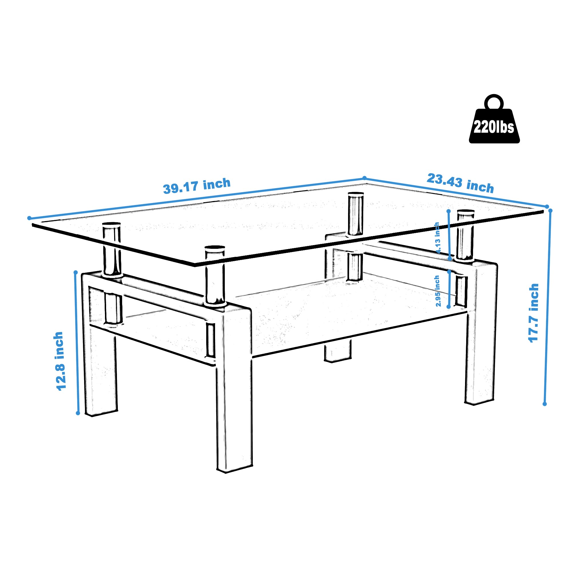 Modern Stylish Coffee Table with Lower Shelf & Metal Legs - Walnut Finish Living Room Center Table for Cocktail, Tea, and Home Decor | Perfect for Small Spaces, Apartments, and Contemporary Living Rooms
