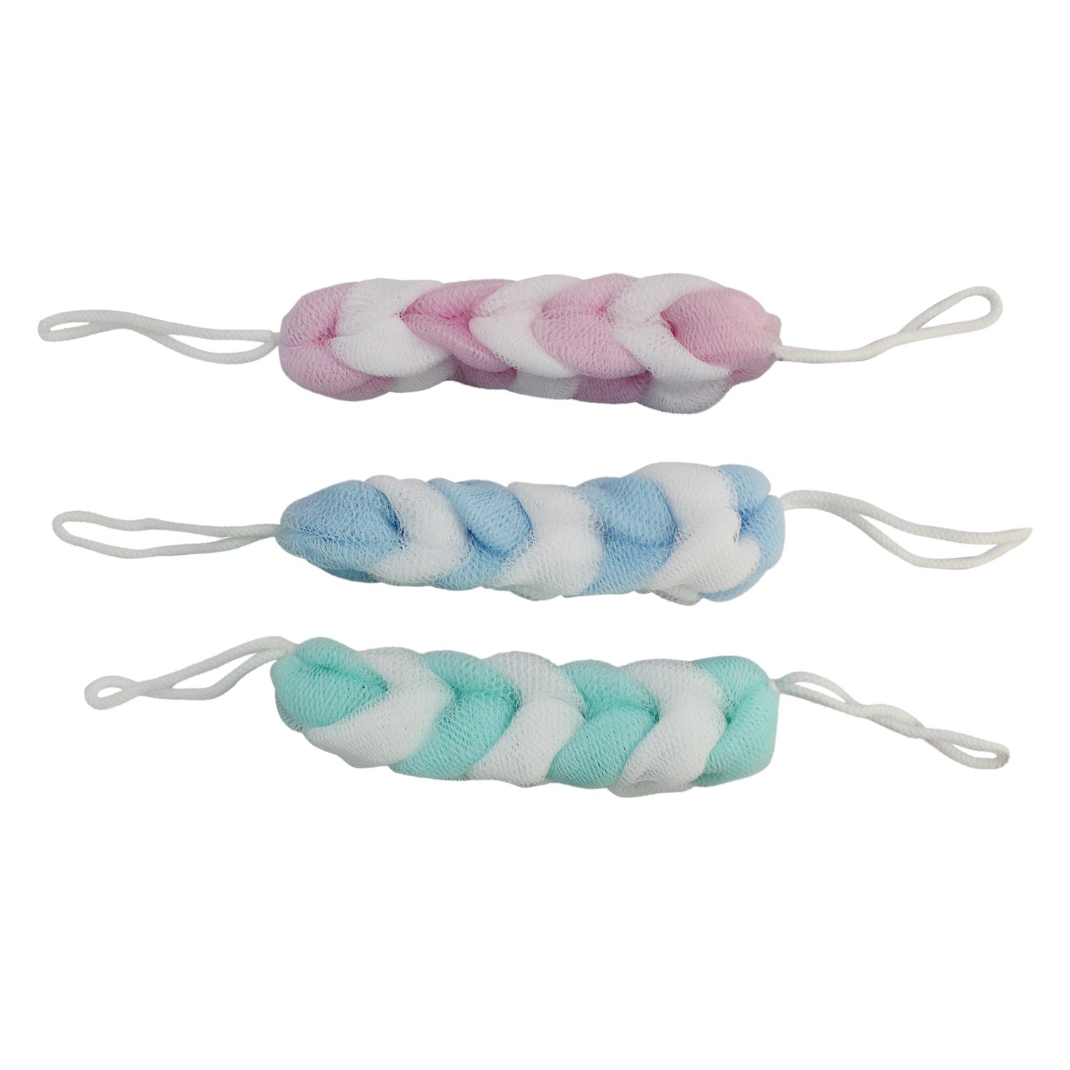 Winberg Loofah Bath Scrubber - Exfoliating Body Brush with Nylon Mesh for Deep Cleaning, Set of 3 | Perfect for Shower, Spa & Skin Exfoliation