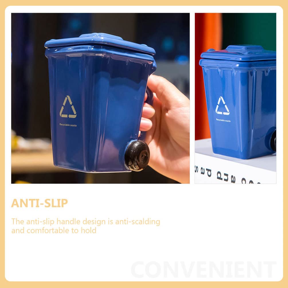Insulated Ceramic Coffee Mug with Lid - Multi-Function Desktop Recycle Bin & Drinkware - Blue Gaming Mug for Home, Office, Gaming Setup & Outdoor Use