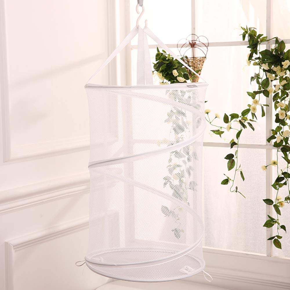 ChezMax Foldable Hanging Mesh Organizer - Space Saving Storage Bags for Toys, Laundry & Closet - White | Perfect for Small Spaces, Kids Rooms & Dorm Organization