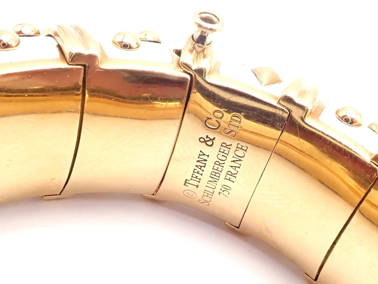 Tiffany & Co Schlumberger Dot Losange 18k Yellow Gold Enamel Bangle Bracelet - Luxury Jewelry for Women, Elegant Gift for Anniversary & Special Occasions