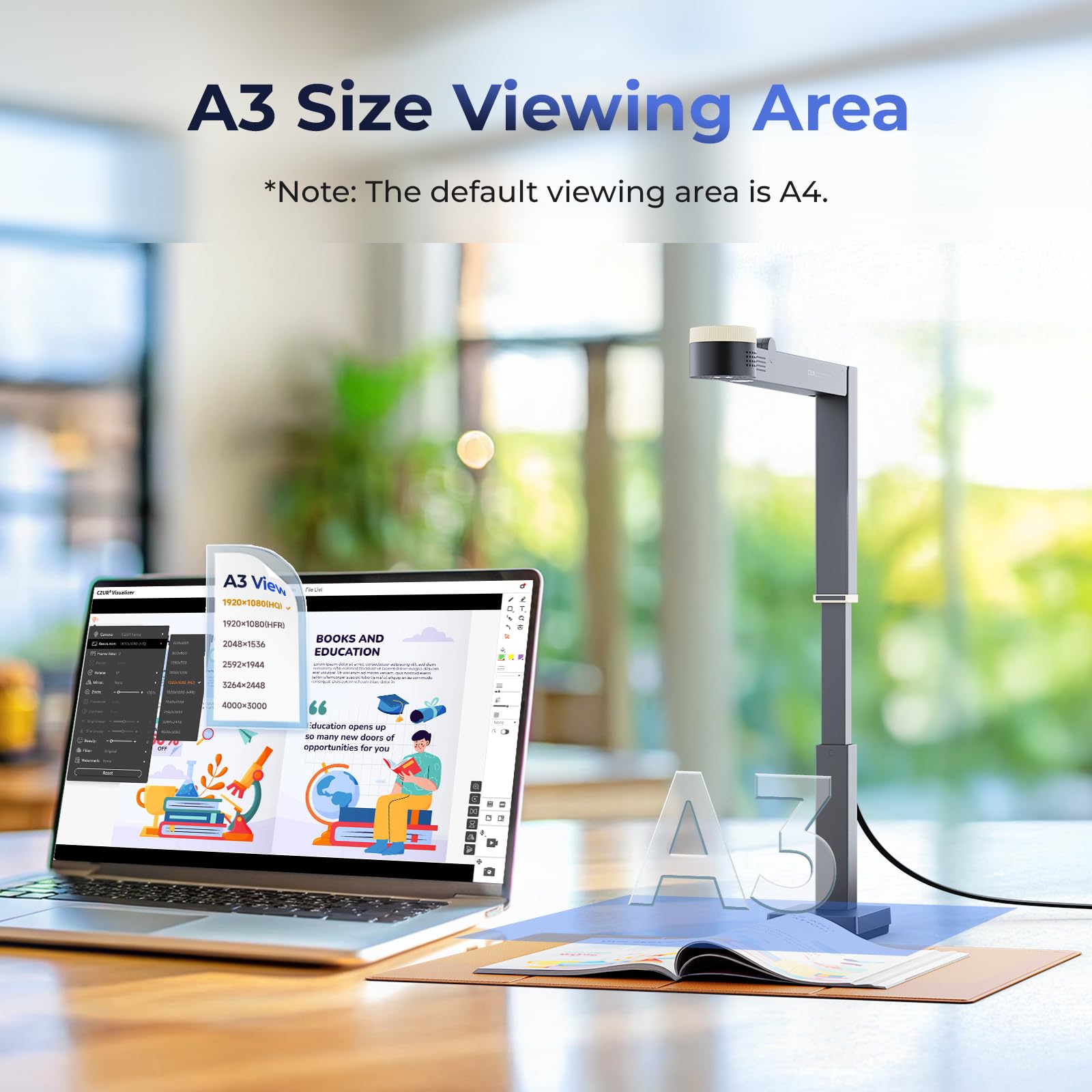 CZUR Fancy S Pro 12MP USB Document Camera with 4K Webcam, Microphone & LED Light - 60fps Auto Focus for Teachers | Remote Teaching, Online Classes, Live Streaming, Web Conferencing | Compatible with Mac & Windows | Perfect for Virtual Lessons, Video Calls & Professional Presentations