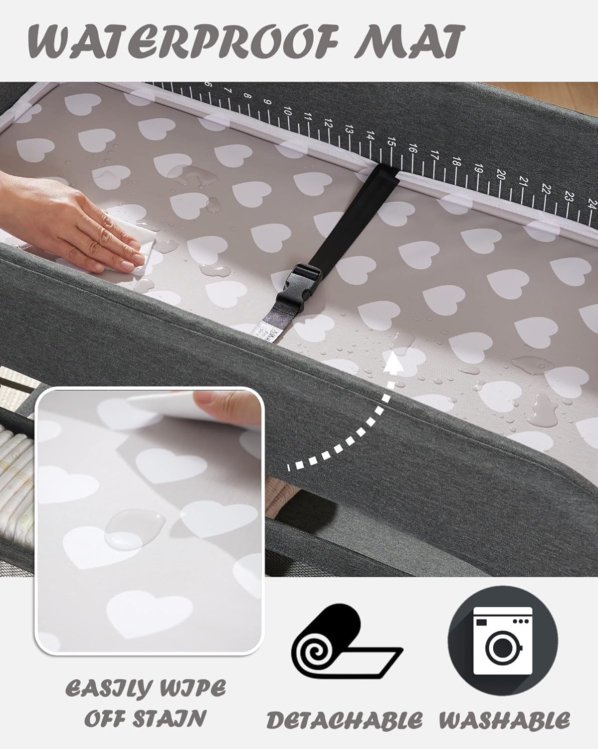 BEKA Portable Diaper Changing Station - Adjustable Height, Waterproof & Foldable Baby Changing Table with Organizer - Perfect for Nursery, Travel & On-the-Go Diaper Changes
