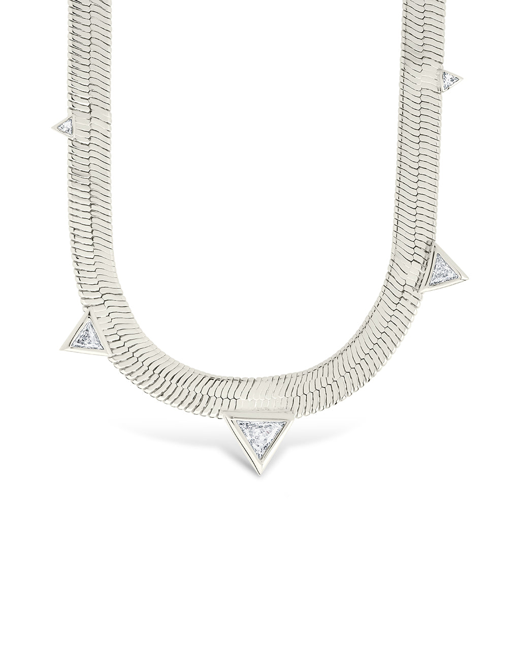 Brecken Stationed CZ Herringbone Necklace - Elegant Cubic Zirconia Pendant for Women | Perfect for Weddings, Parties & Date Nights