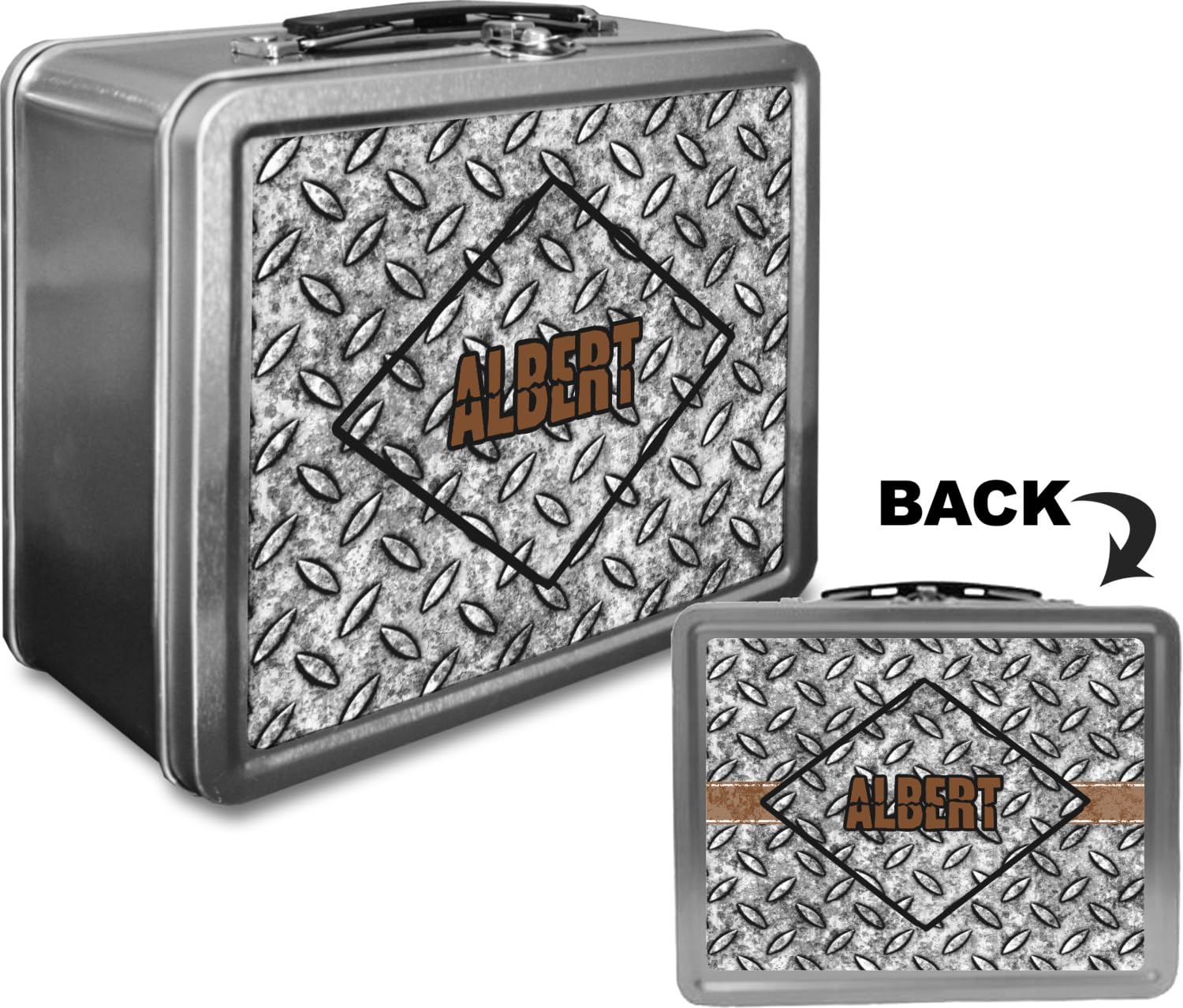 Custom Engraved Stainless Steel Diamond Plate Lunch Box - Durable & Insulated for Work, School, Picnics & Outdoor Activities