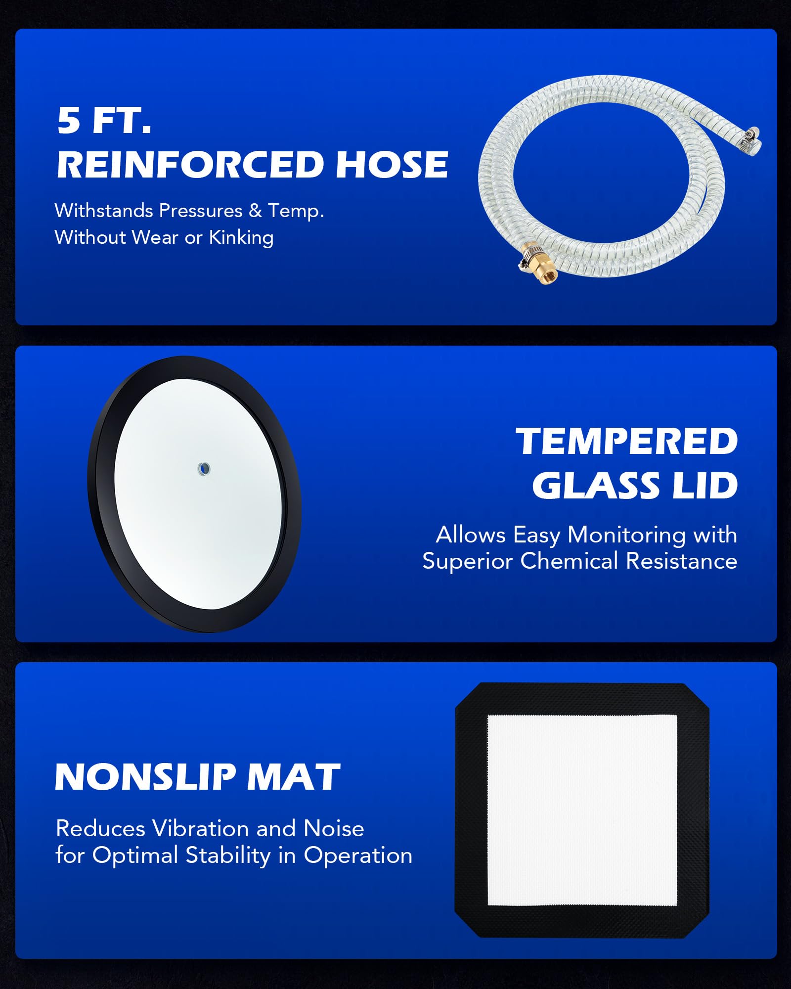 Orion Motor Tech 1.5 Gallon Vacuum Chamber Kit with 3.5 CFM Pump, Tempered Glass Lid & 5ft Hose - Professional Vacuum Degassing System for Wood Stabilization, Silicone Resin Casting, Epoxy Bubbles Removal - Ideal for DIY Crafts, Jewelry Making & Industrial Applications