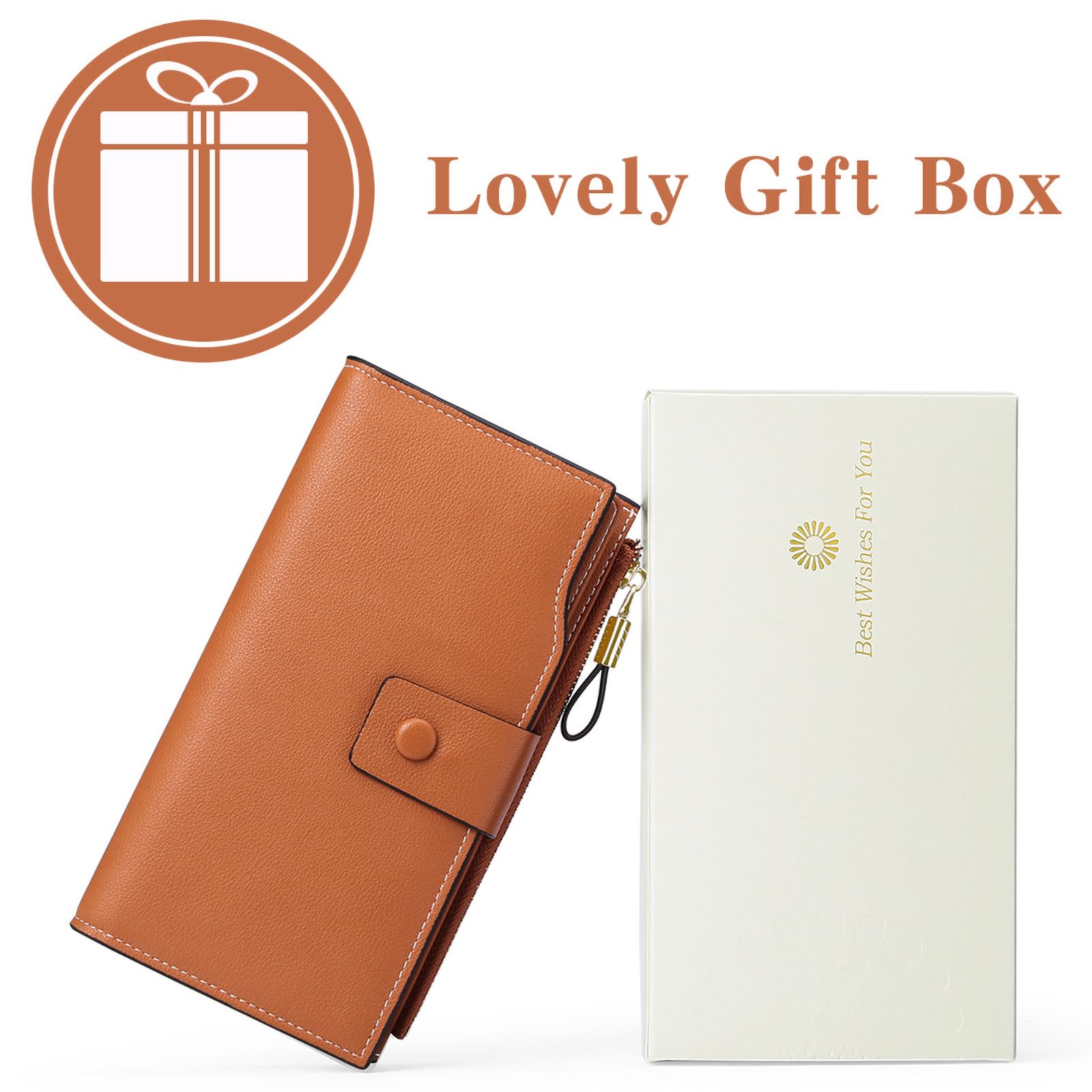 GAEKEAO Women's RFID Blocking Leather Wallet - Large Capacity Purse with Multiple Card Slots & Zipper Coin Pocket | Perfect for Everyday Use, Travel & Gift Giving