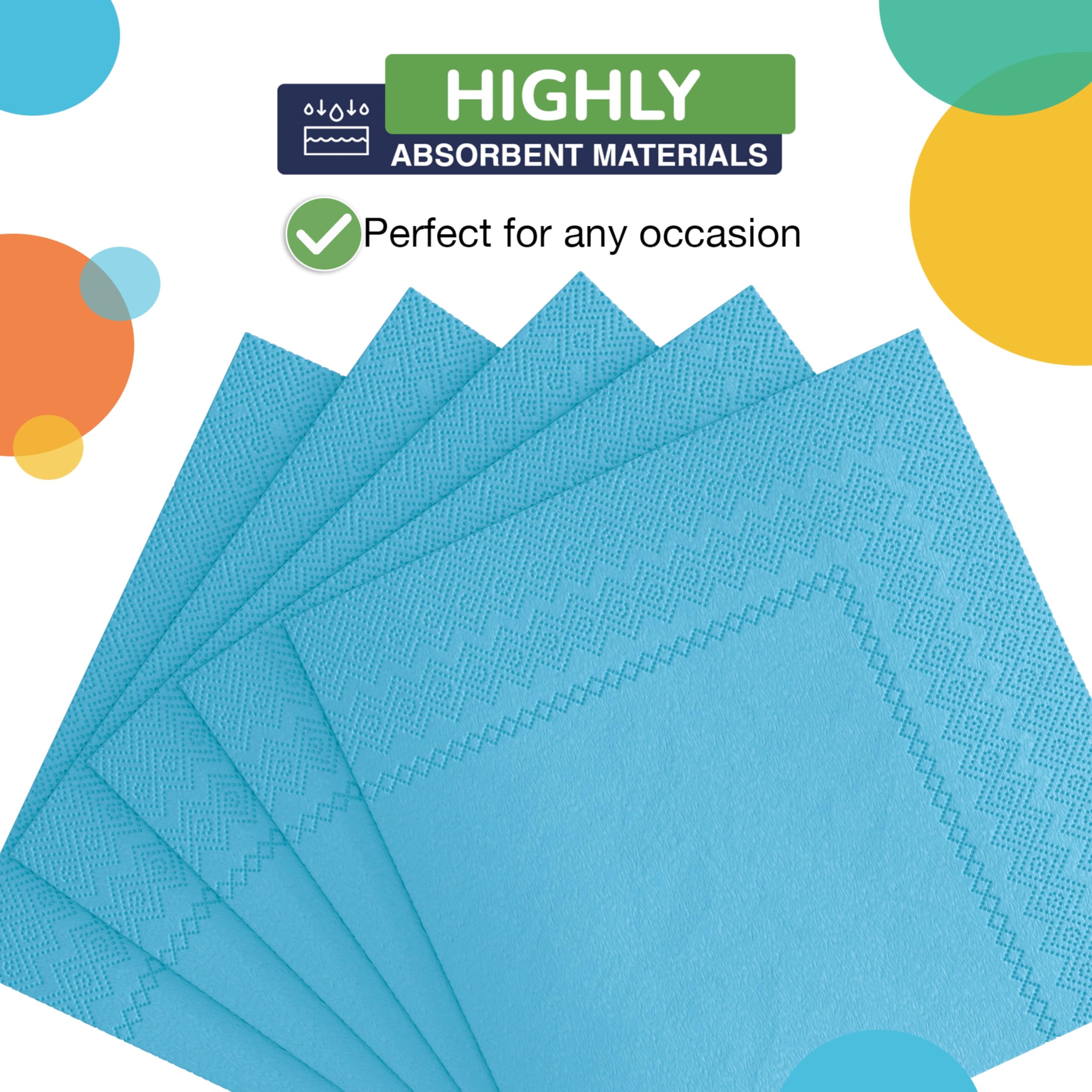 Premium 2-Ply Turquoise Disposable Paper Napkins - 300 Count Bulk Pack for Everyday Use, Parties, Weddings & Dinner Tables | Elegant Table Decor & Party Supplies for Lunches, Events & Home Decor