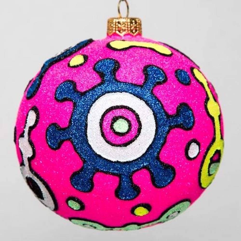 Vibrant Pop Art Glass Christmas Tree Ornament - Handcrafted Holiday Decor for Xmas Tree, Home, Party & Festive Gift Giving