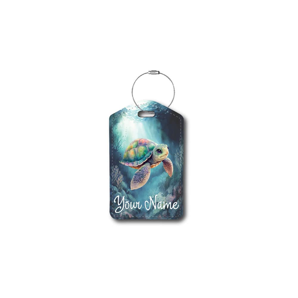 Premium Leather Passport Holder & Luggage Tag Set - Sea Turtle Design | Travel Essentials for Vacation & Business Trips