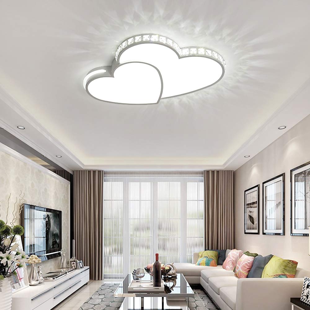 Heart-Shaped Crystal LED Chandelier - 24W 110V Modern Ceiling Light Fixture with Cool White Light for Living Room, Bedroom, Kids' Room - Perfect for Romantic Decor & Children's Spaces