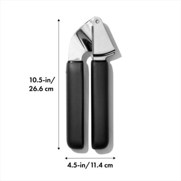 OXO Stainless Steel Garlic Press - Heavy Duty, Easy to Clean, Rust-Proof Garlic Mincer & Crusher with Ergonomic Handle for Cooking, Meal Prep & Italian Cuisine