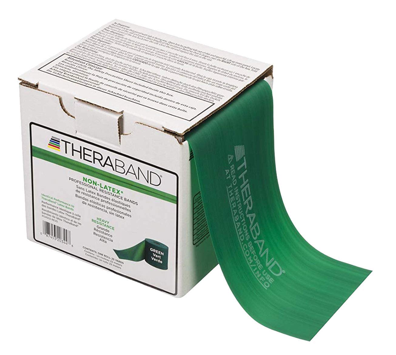 TheraBand Professional Non-Latex Resistance Band Roll - 25 Yard Elastic Exercise Band for Upper & Lower Body Workouts, Physical Therapy, Pilates, Flexibility & Rehabilitation | Includes Dispenser Box | Perfect for Home Gym, Physical Therapy Clinics & Fitness Studios